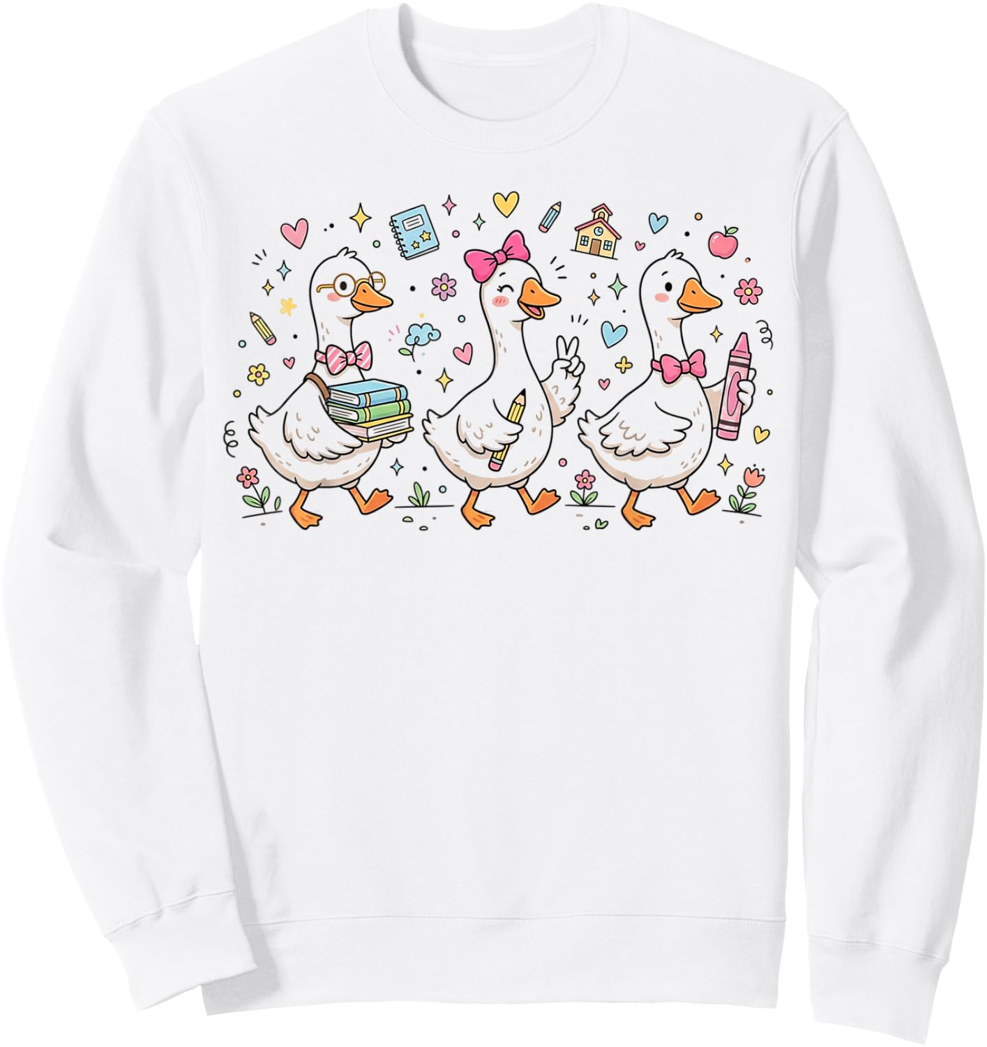 Kindergarten 1st Grade Goose Back to School Girls Sweatshirt - Sweatshirt | White