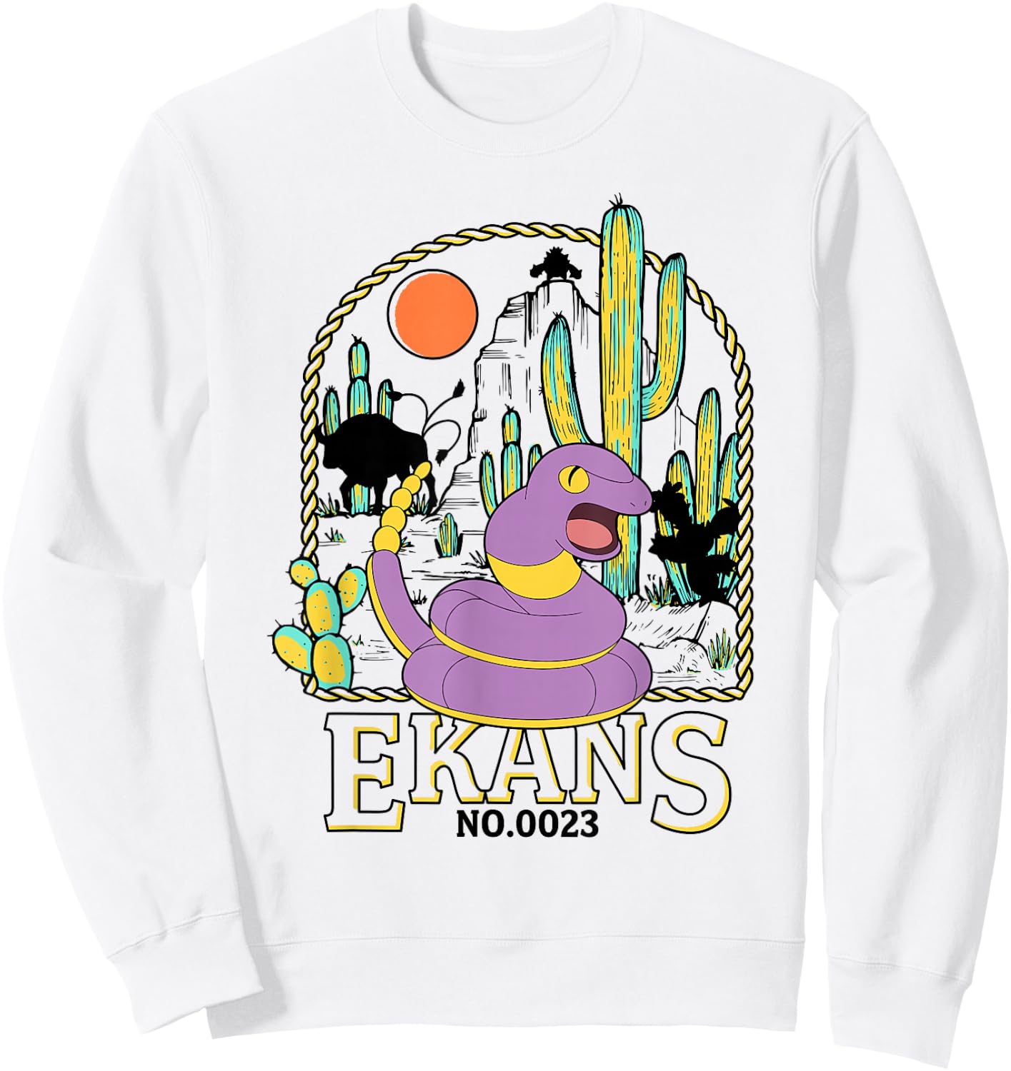 Pokémon Ekans No. 0023 Desert Sun Lasso Frame Portrait Sweatshirt - Sweatshirt | White