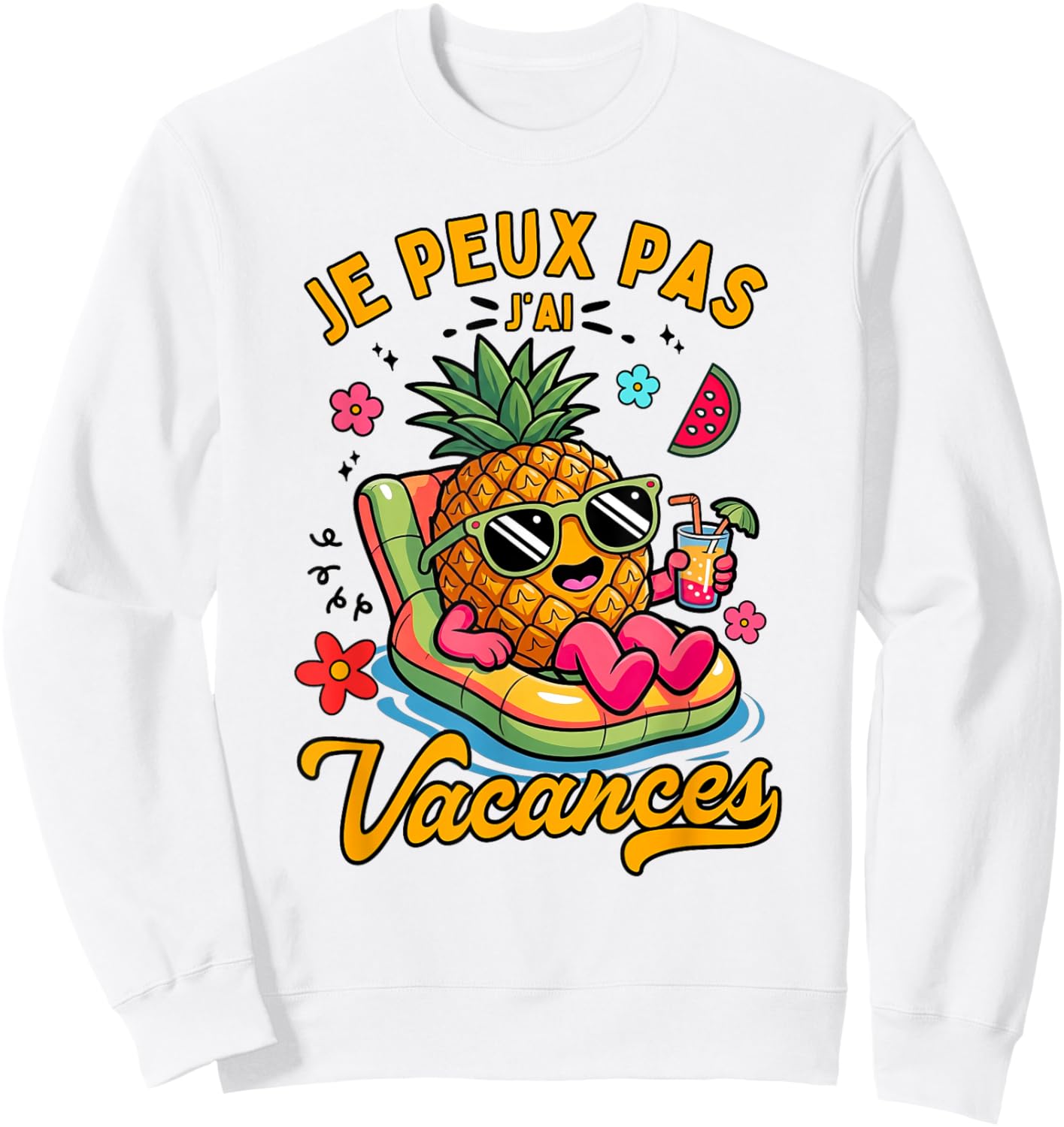 Ananas drôle Lunettes de Soleil Cadeau Vacances Humour 2026 Sweatshirt - Sweatshirt | White