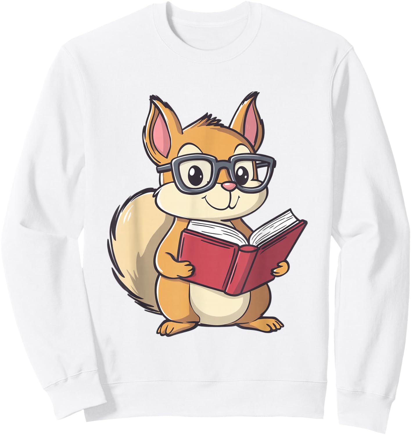 Squirrel Reading Book for Boys Girls Kids Bookworm Sweatshirt - Sweatshirt | White