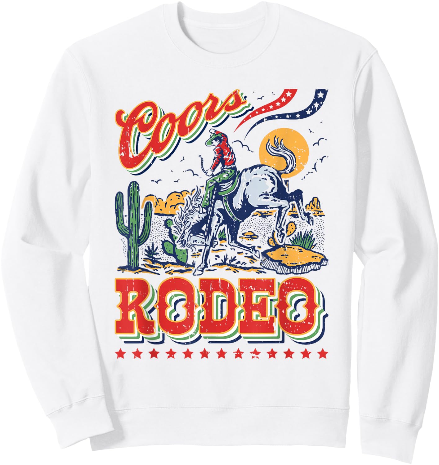 Vintage Rindsleder Reiten Coors Cowboys Western Country Rodeo Sweatshirt - Sweatshirt | White