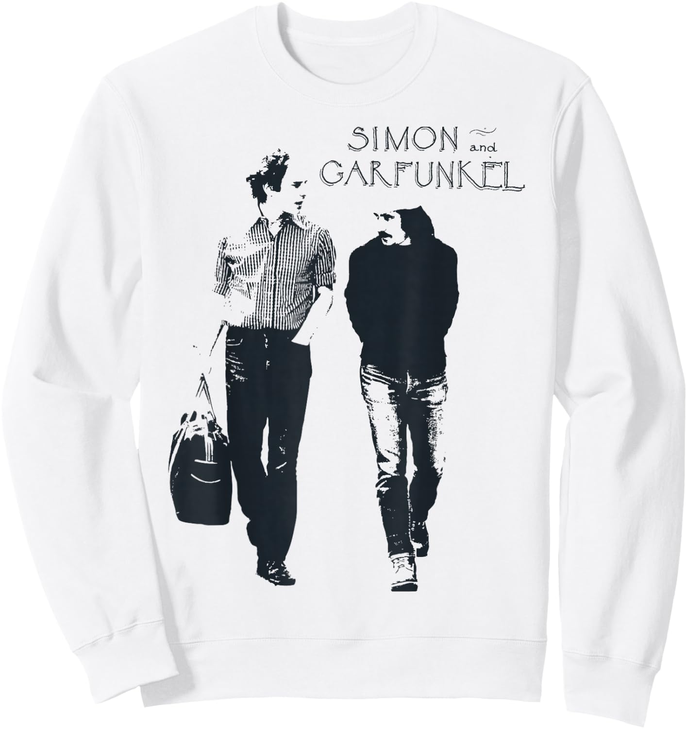 Control Industry - Simon & Garfunkel , Erwachsene & Kinder, Weiß, S, Kurzarm, Cartoon, Klassisch, Schnelltrocknend, Crew-Ausschnitt, Small Sweatshirt - Sweatshirt | White