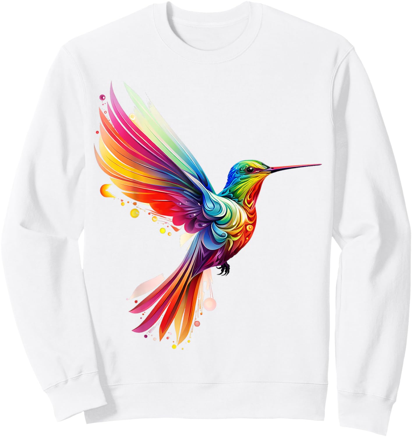 Hummingbird Animal Fantasy Zoo Colorful Abstract Hummingbird Sweatshirt - Sweatshirt | White