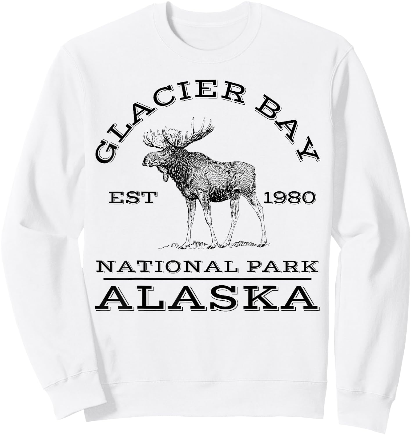 Glacier Bay National Park Alaska Moose Hiking Outdoors Sweatshirt - Sweatshirt | White