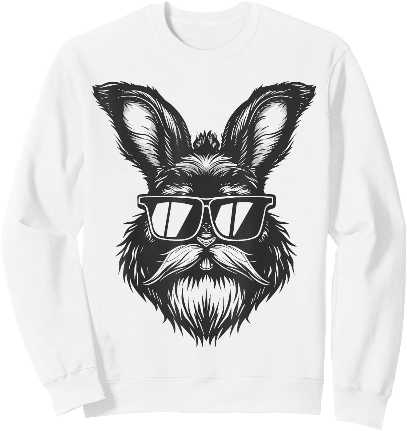 Beard Bunny Face With Sunglasses Easter Day 2024 Men Boy Kid Sweatshirt - Sweatshirt | White