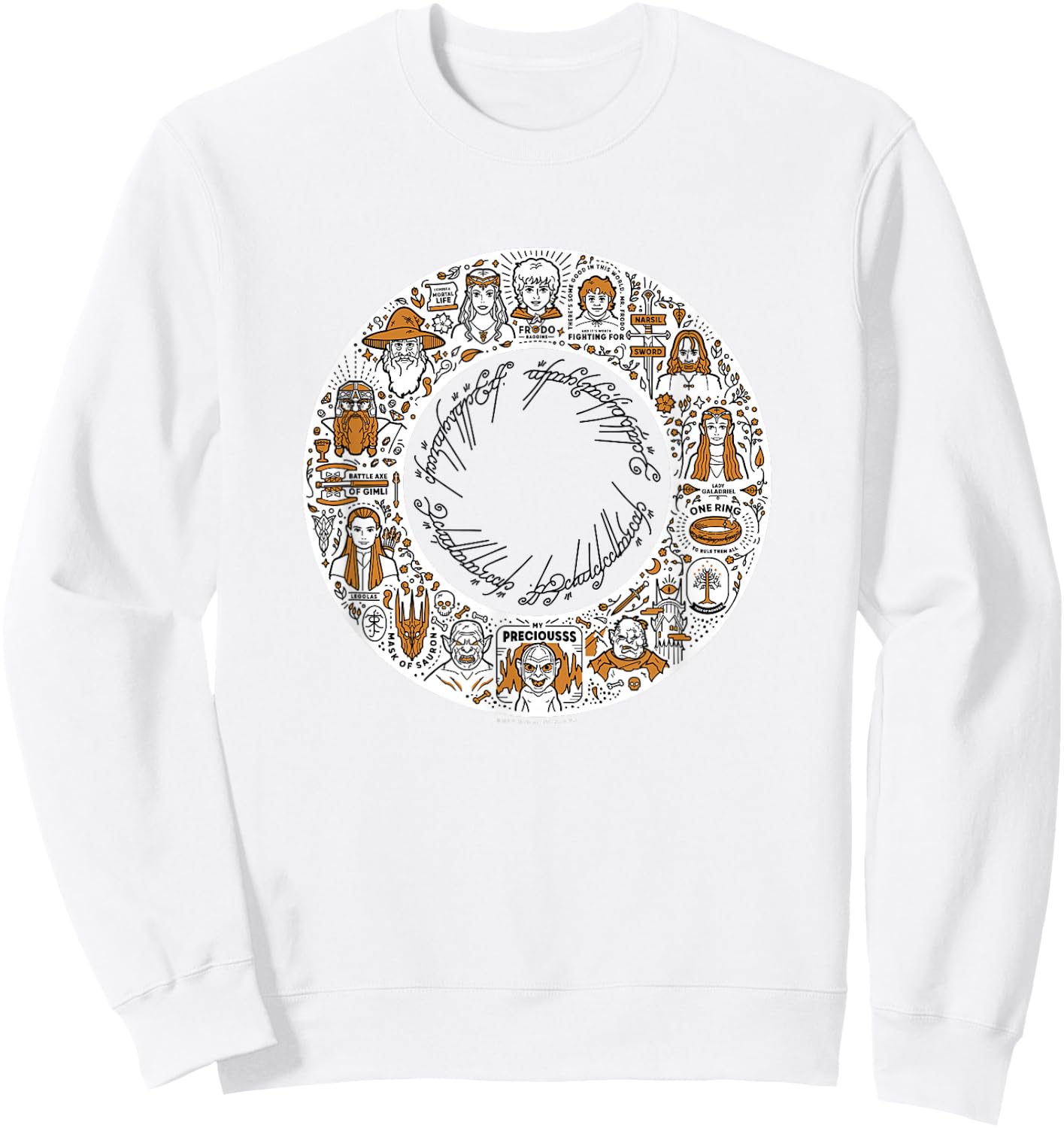 The Lord of The Rings Fellowship Ring Vintage Icons Collage Sweatshirt - Sweatshirt | White