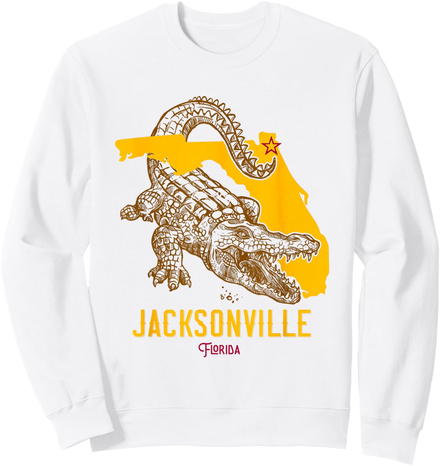Jacksonville Florida FL Aligator Vacation Surf Sunset Sweatshirt - Sweatshirt | White