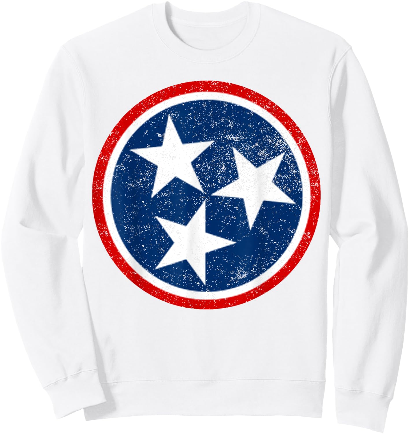 Tennessee Volunteer State - Distressed Tristar Flag Shirt Sweatshirt - Sweatshirt | White