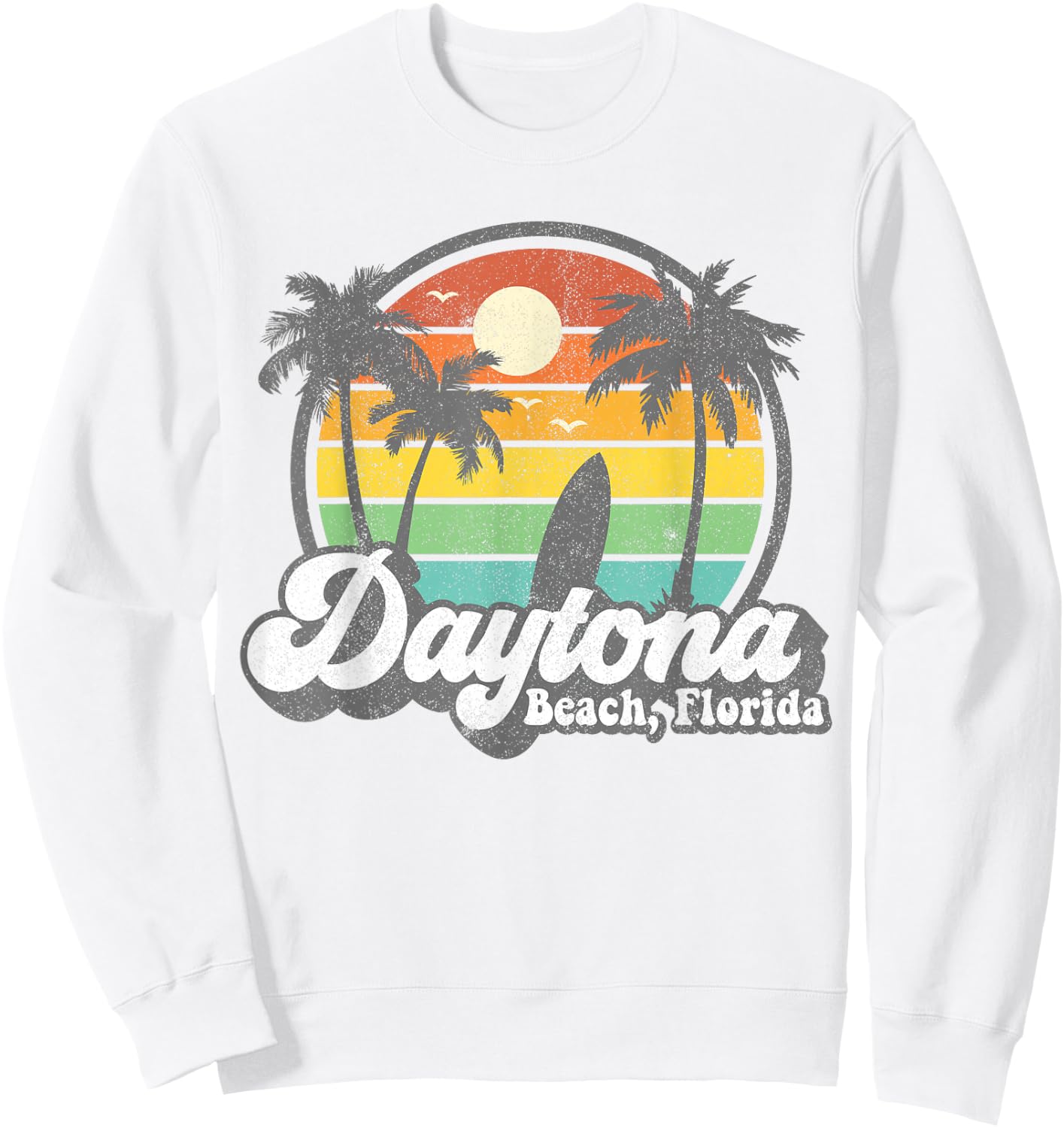 Vintage Daytona Beach Florida Surfing Retro 70's Surf Gift Women Girls Kids Sweatshirt - Sweatshirt | White