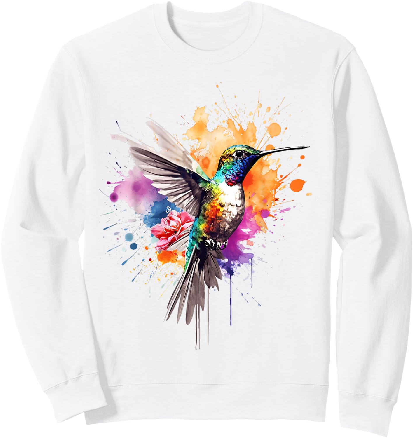 Hummingbird Animal Zoo Colourful Hummingbird , White Sweatshirt - Sweatshirt | White