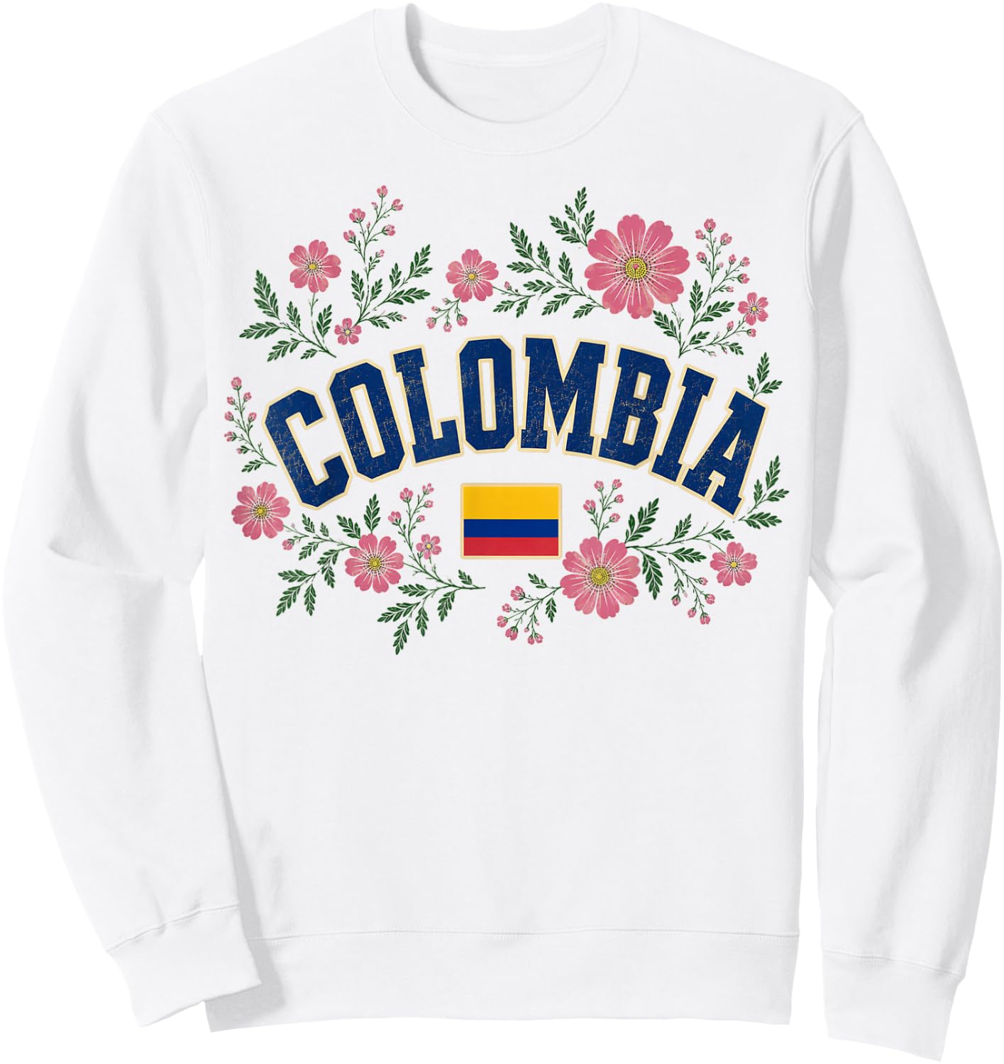 Colombia Floral Vintage Country Pride Sweatshirt - Sweatshirt | White