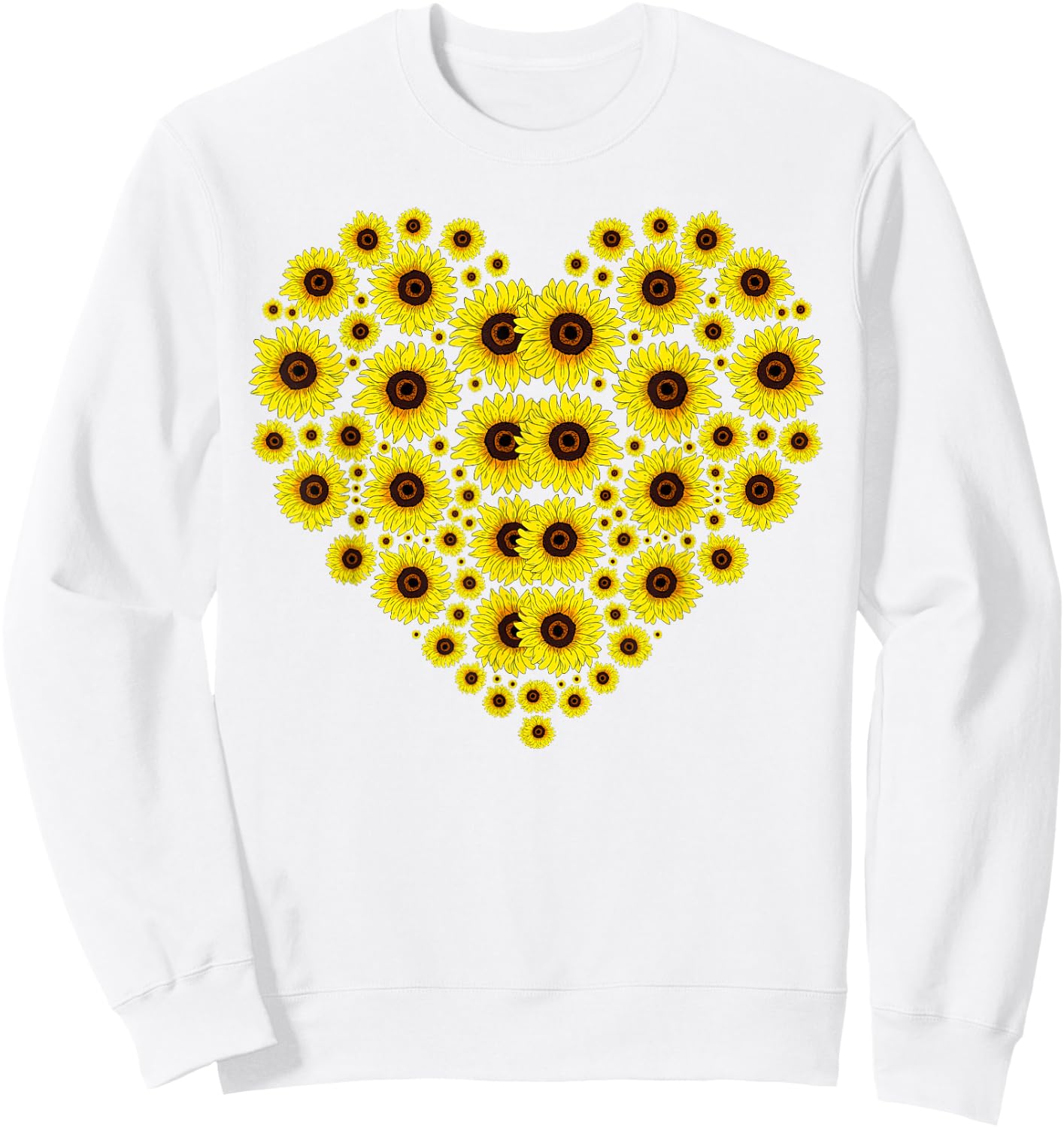 Hippie Sunflowers Blossoms Heart Nature Yellow Sunflower , White Sweatshirt - Sweatshirt | White