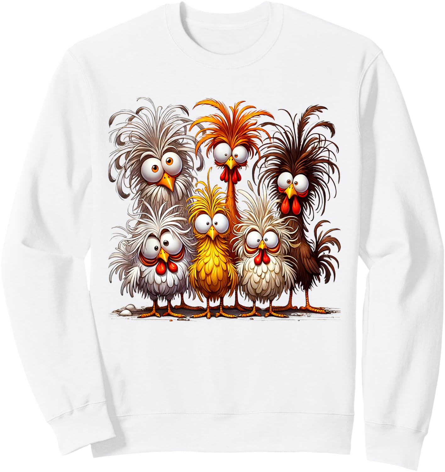 Funny Eagerly Quirky Chicken Art Sweatshirt - Sweatshirt | White