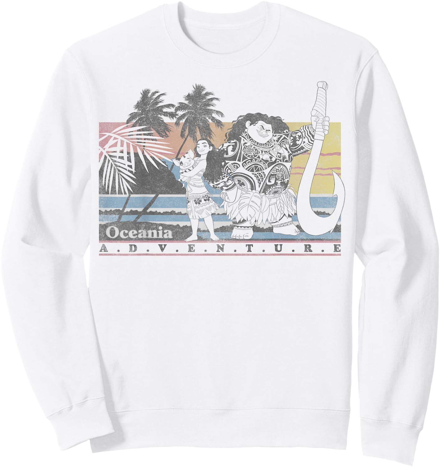 Disney Moana Maui Pua Oceania Adventure Vintage Small Sweatshirt - Sweatshirt | White
