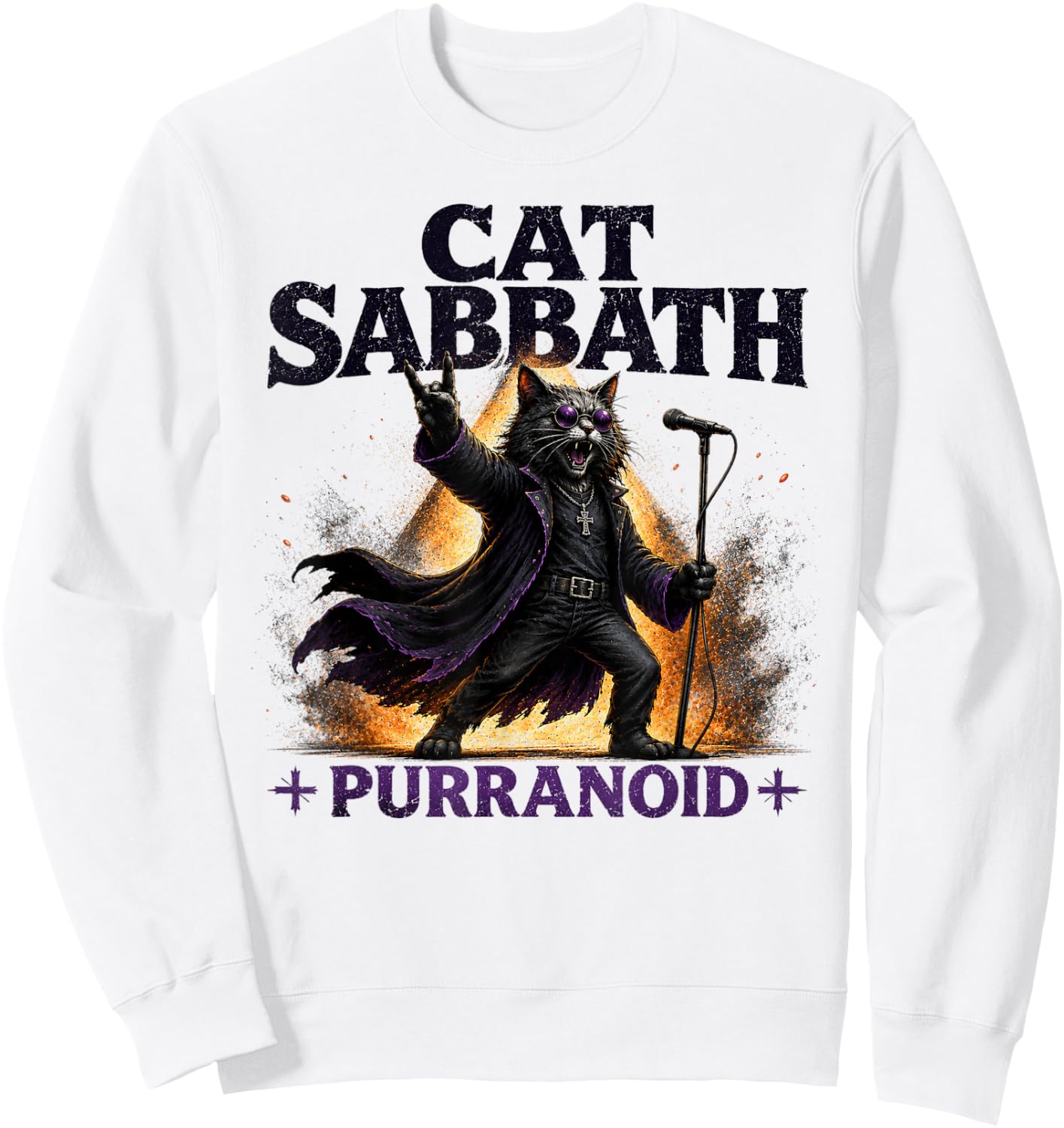 Cat Sabbath Purranoid - Funny Rock Cat Sweatshirt - Sweatshirt | White