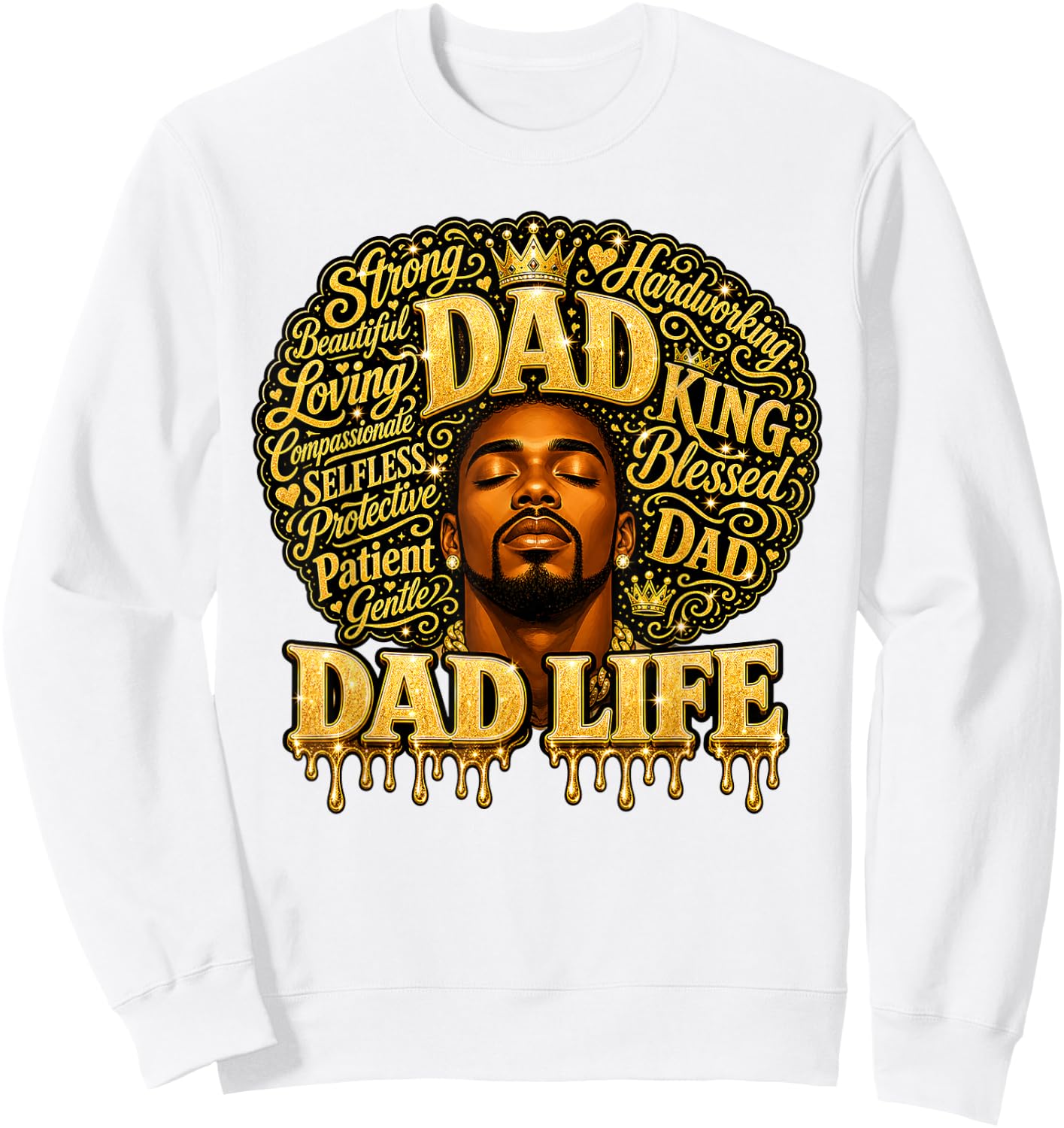 Retro Black Dad Life African American Fathers Day Juneteenth Sweatshirt - Sweatshirt | White