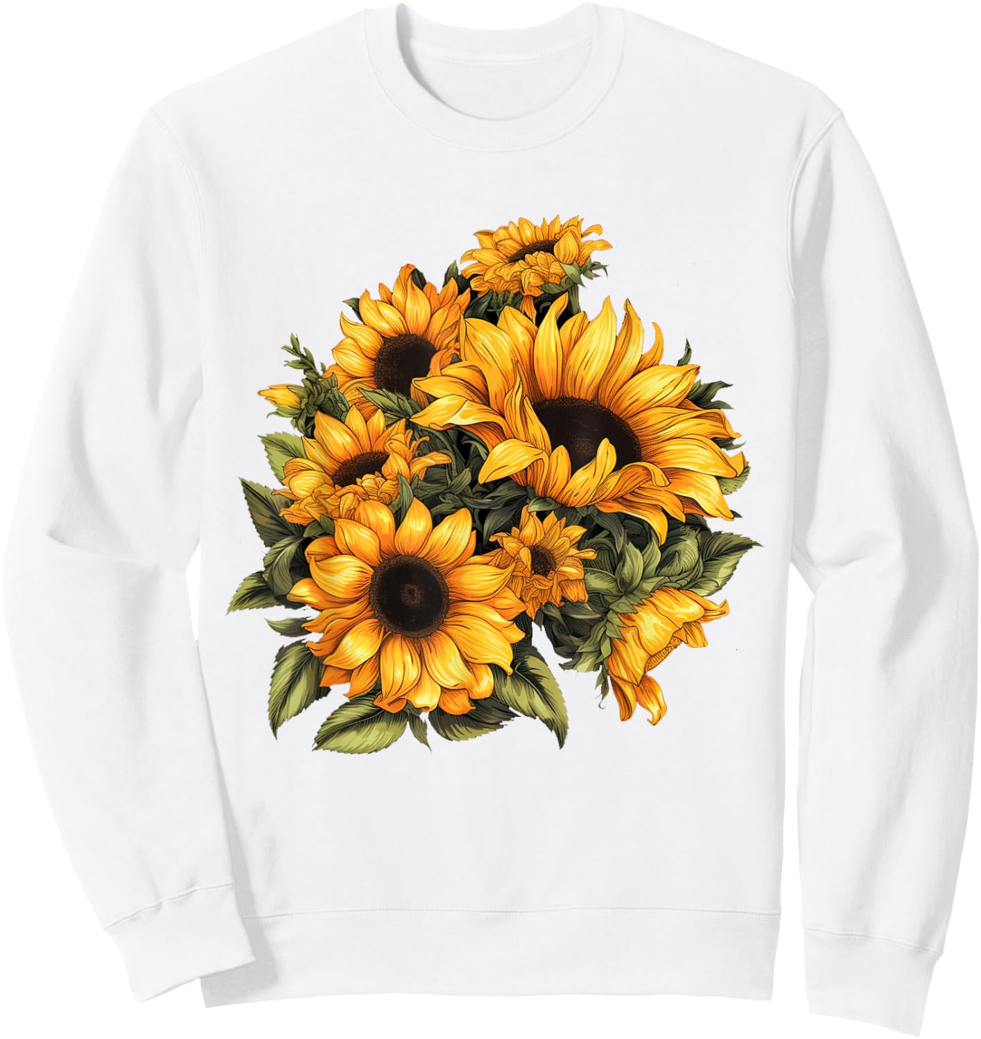 Yellow Sunflower Cute summer Sun flowers Floral Positivity Sweatshirt - Sweatshirt | White