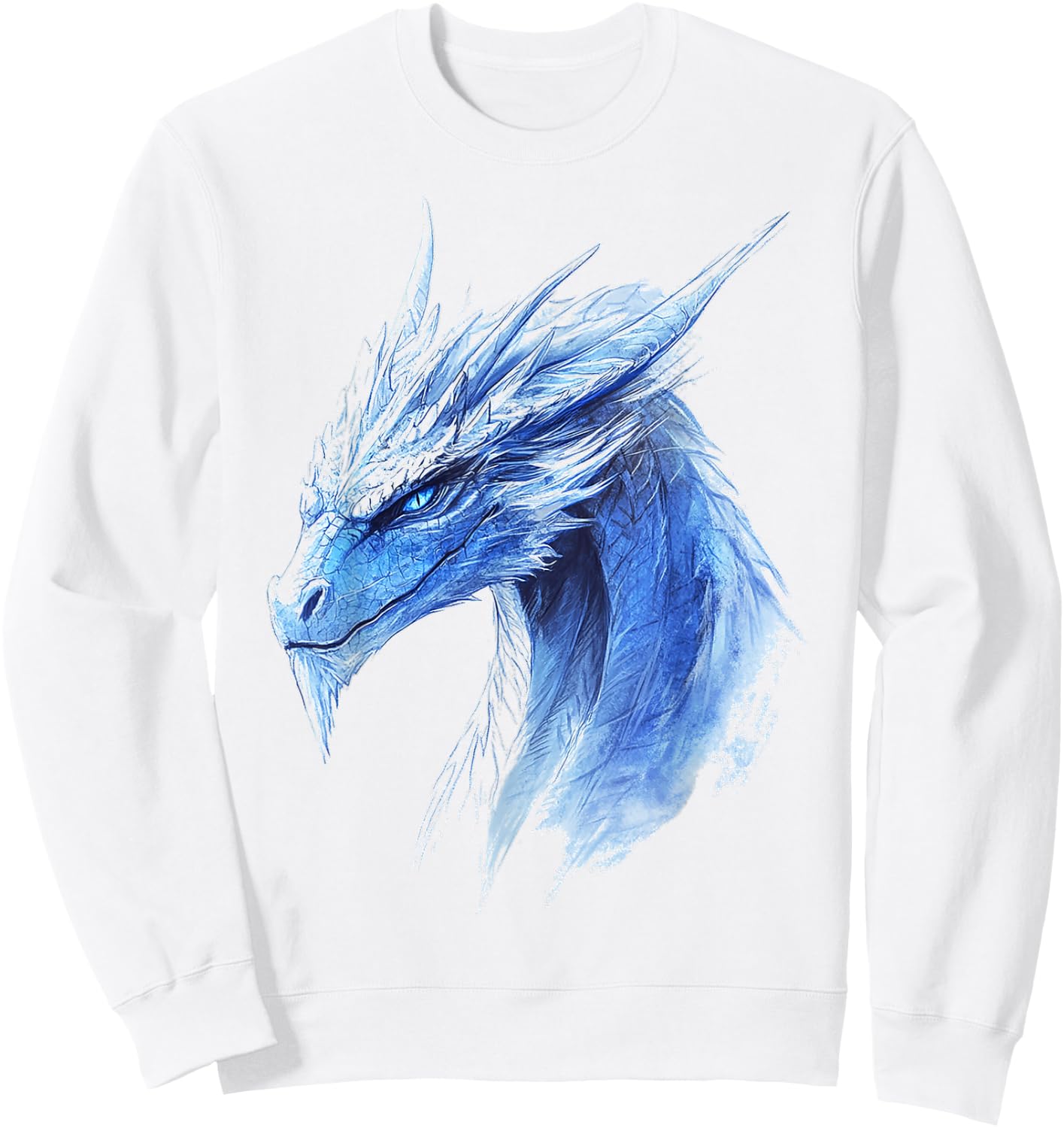 Ice Dragon Motif Mythical Illustration Ice Dragon Sweatshirt - Sweatshirt | White