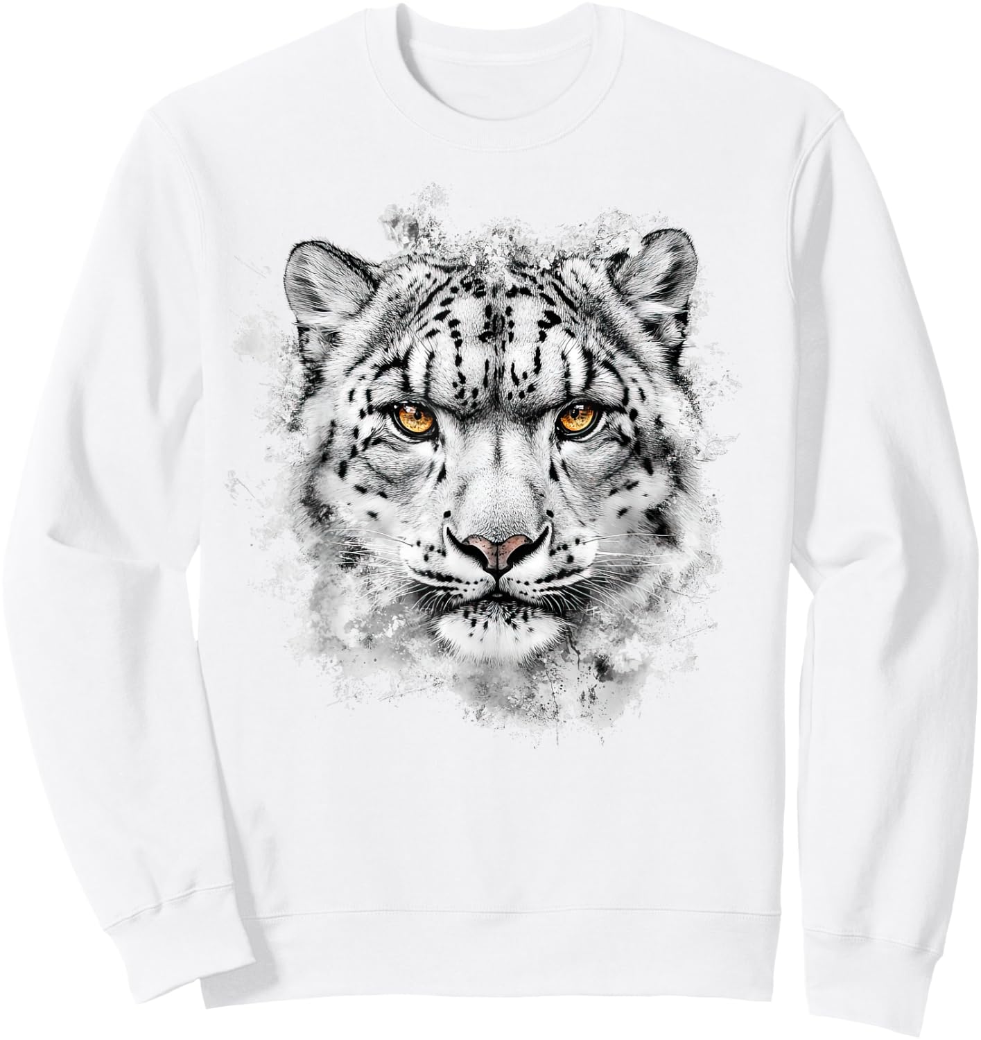 Snow Leopard Face Sweatshirt - Sweatshirt | White