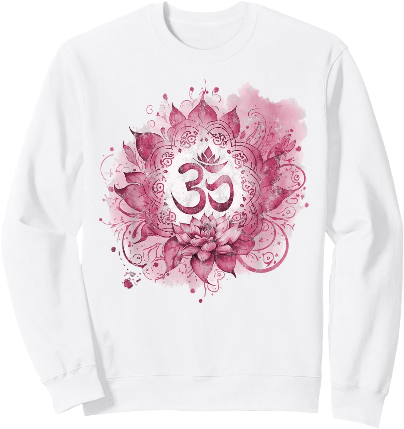 Om Mantra Buddhism Yoga Spiritual Symbol Pink Splash Sweatshirt - Sweatshirt | White