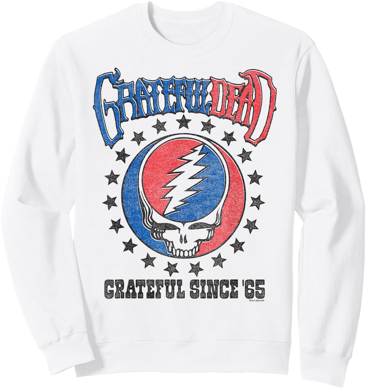 Grateful Dead Since '65 Steal Your Face and Stars Retro Band Sweatshirt - Sweatshirt | White