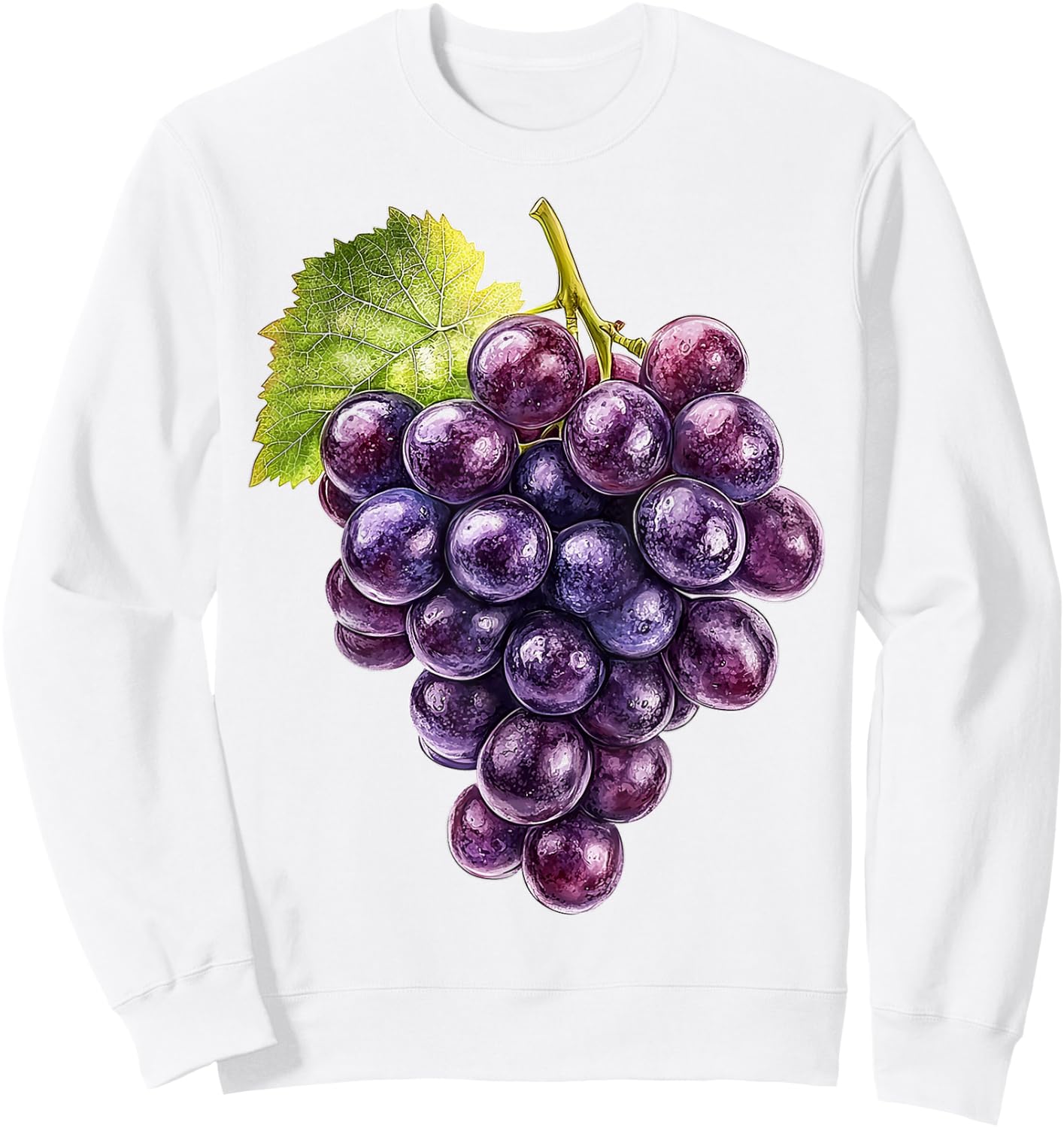Grapes Fruit Motif Art Grapes Sweatshirt - Sweatshirt | White