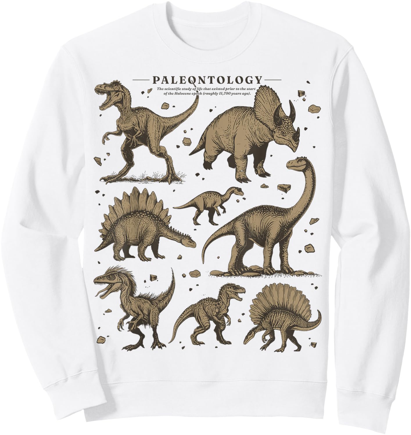 Paleontology Dinosaur Nerdy Science Teacher Vintage Graphic Sweatshirt - Sweatshirt | White