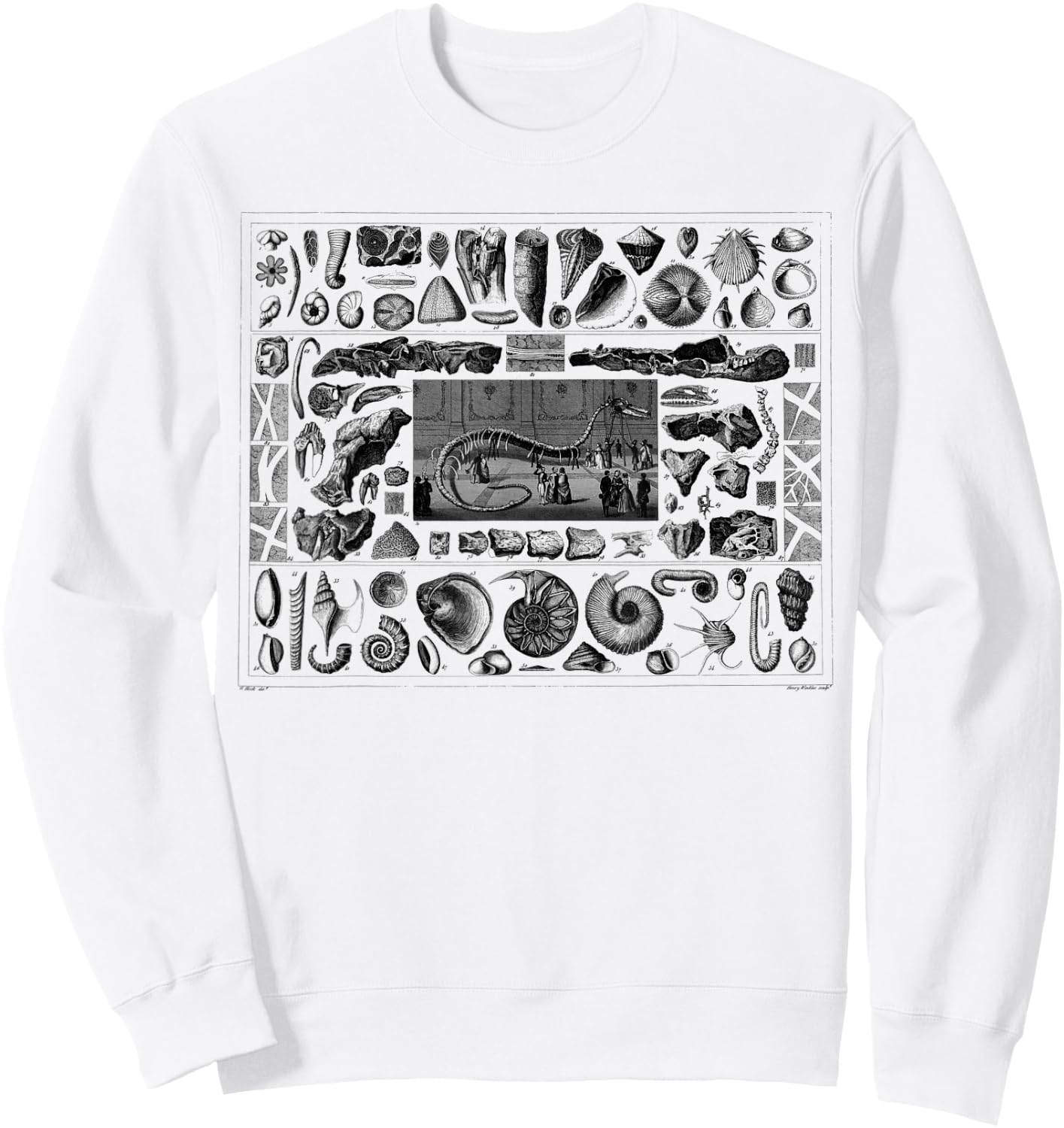 Vintage Dinosaur Fossils T-Rex Paleontology Jurassic Period Sweatshirt - Sweatshirt | White