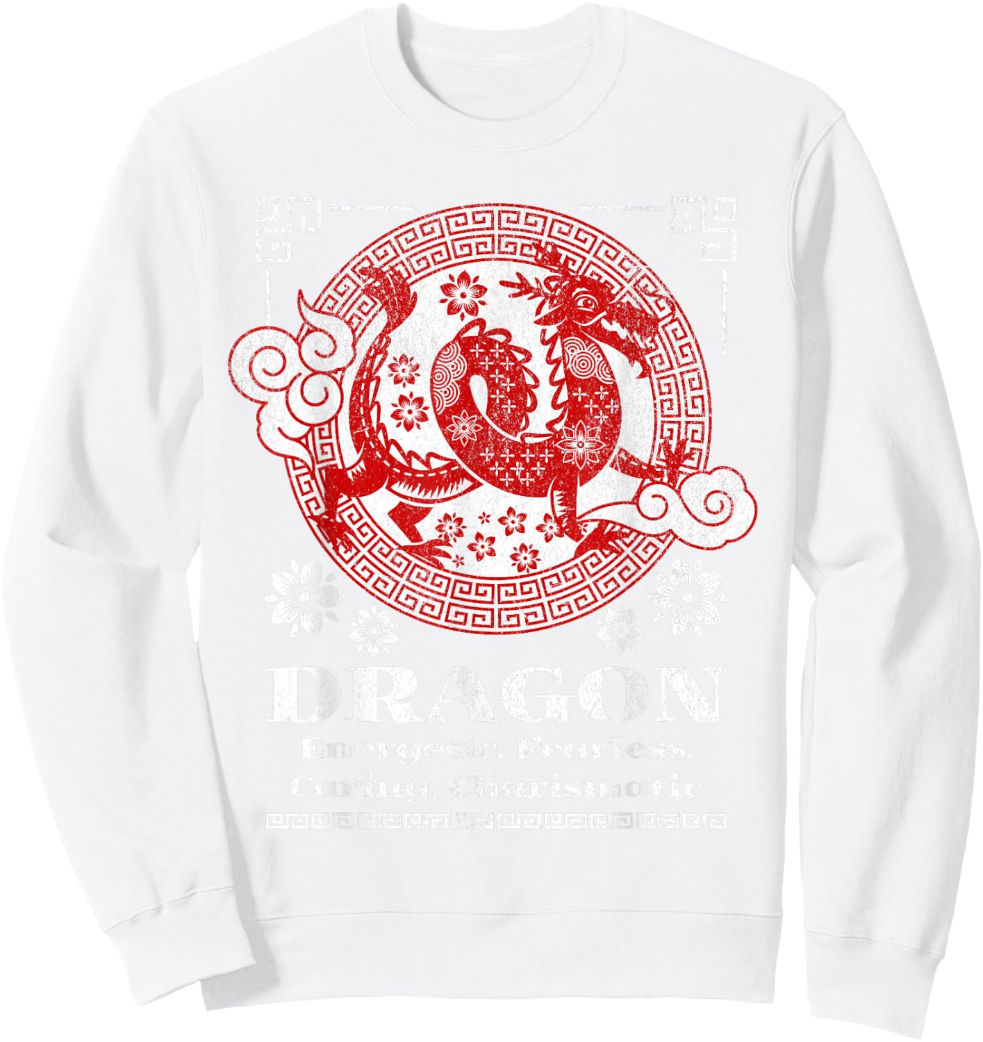 Chinese Zodiac Dragon Personality Sweatshirt - Sweatshirt | White