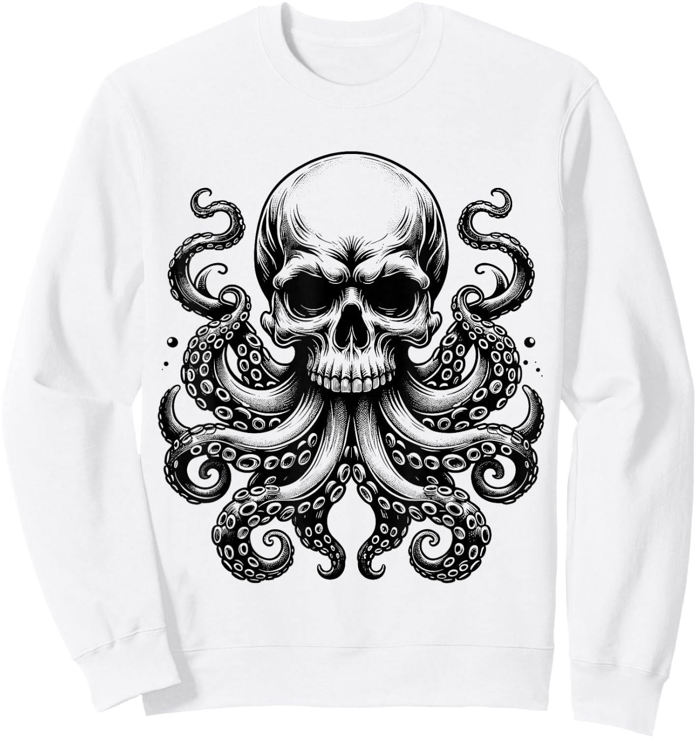 Octopus Skull Monster Kraken Skull Sweatshirt - Sweatshirt | White