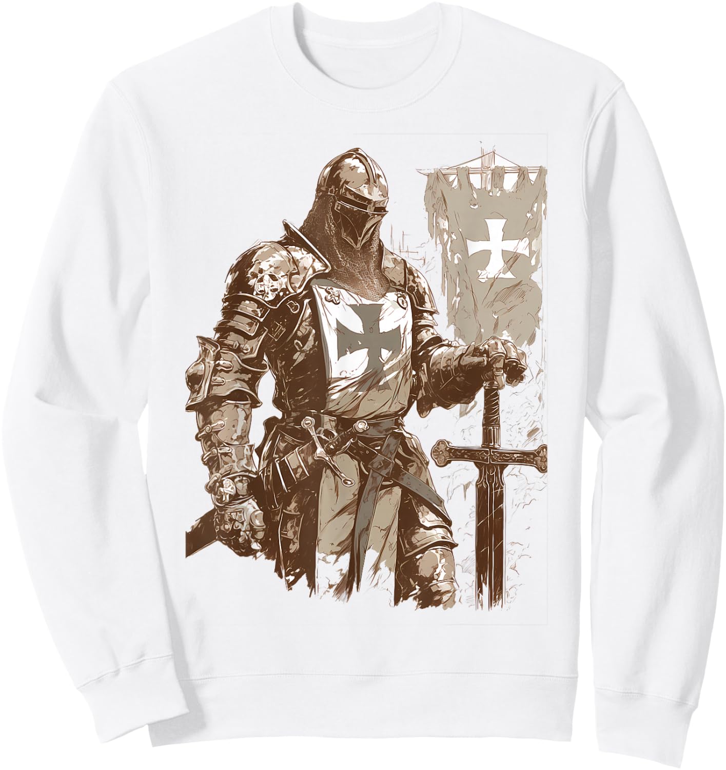 Hospitaller knight Medieval Templar Sweatshirt - Sweatshirt | White