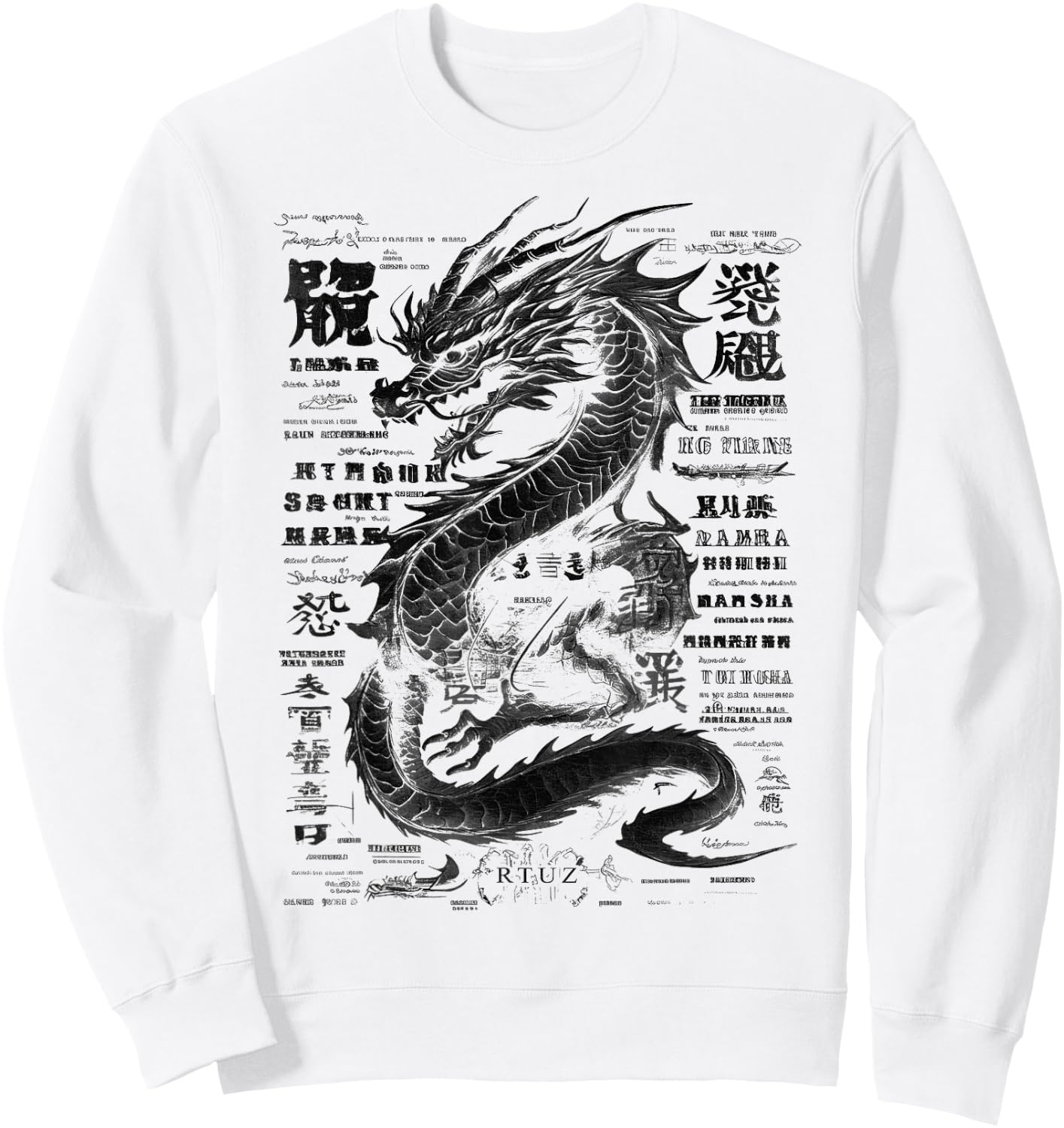 Drachen Streetwear Aesthetic Retro Mode Dragon Damen Herren Sweatshirt - Sweatshirt | White