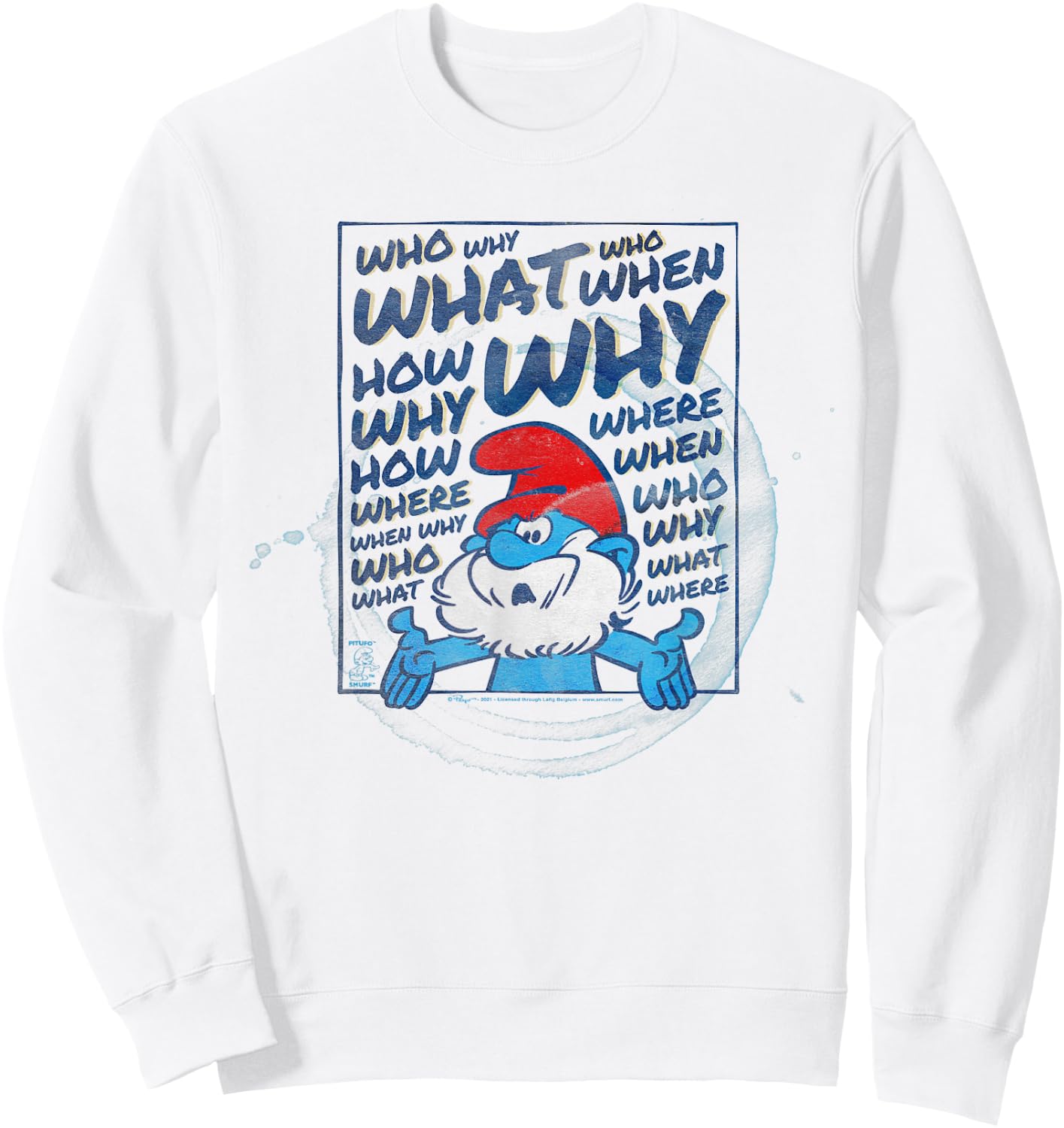 The Smurfs Papa Smurf Who What Why Sweatshirt - Sweatshirt | White