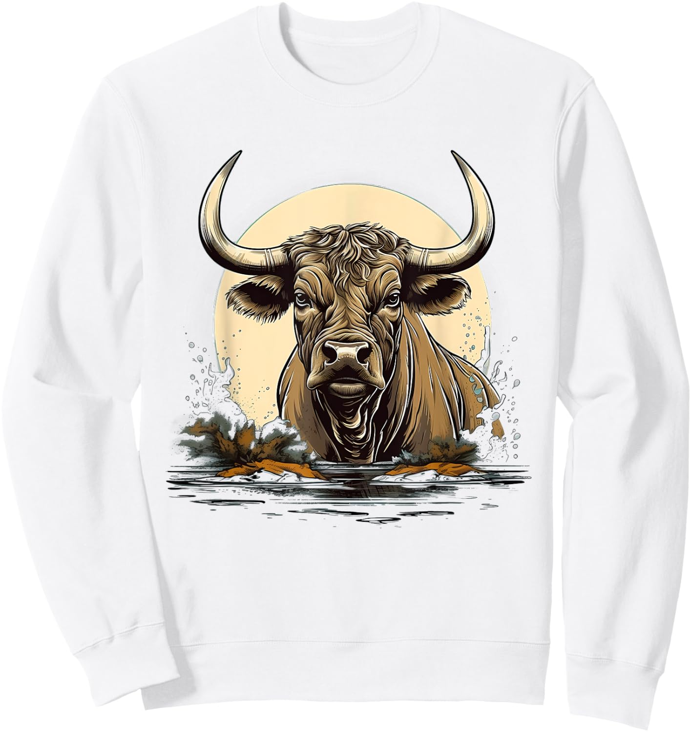 Retro Style Water Buffalo Sweatshirt - Sweatshirt | White