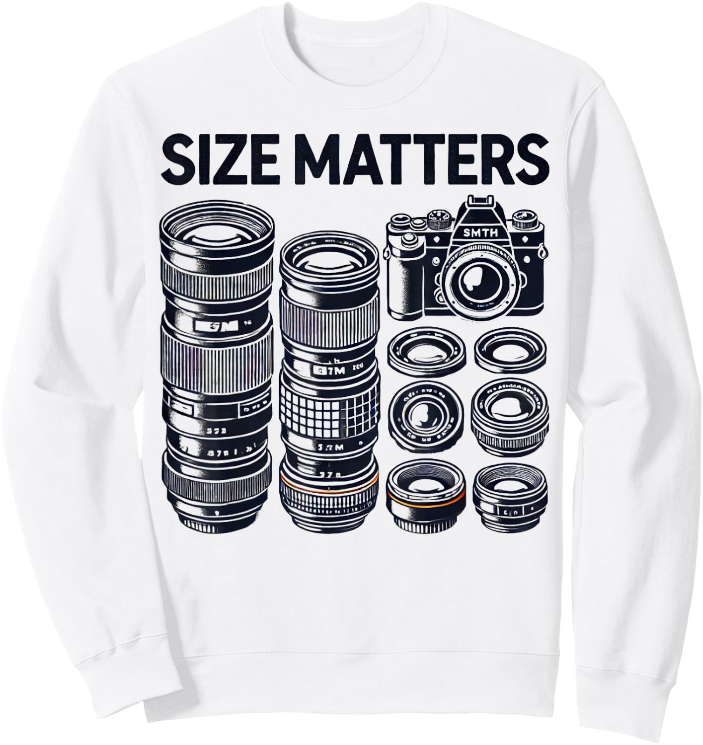 Funny Camera Lovers Humour Size Matters Photographer , white, S Sweatshirt - Sweatshirt | White
