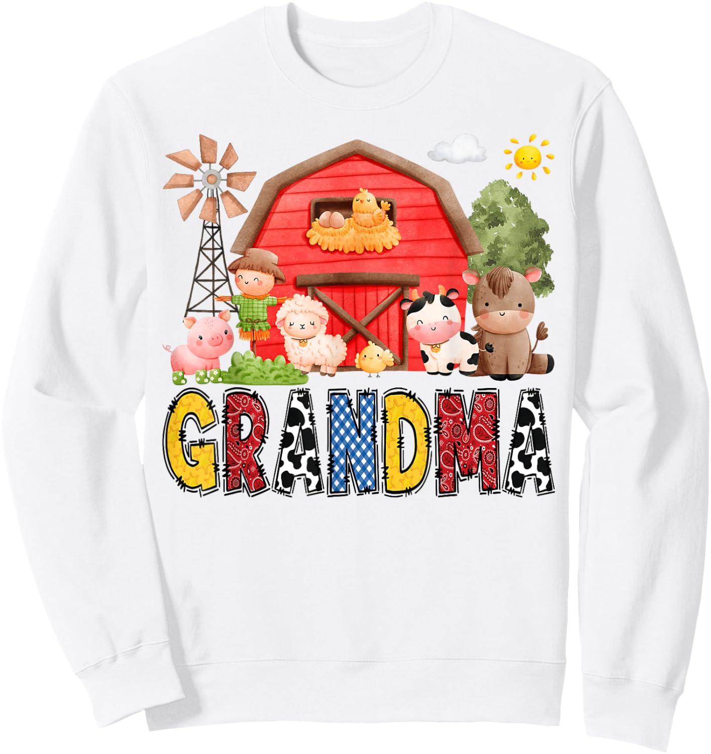 Grandma Farm Cow Birthday Boy Matching Family Matching Sweatshirt - Sweatshirt | White