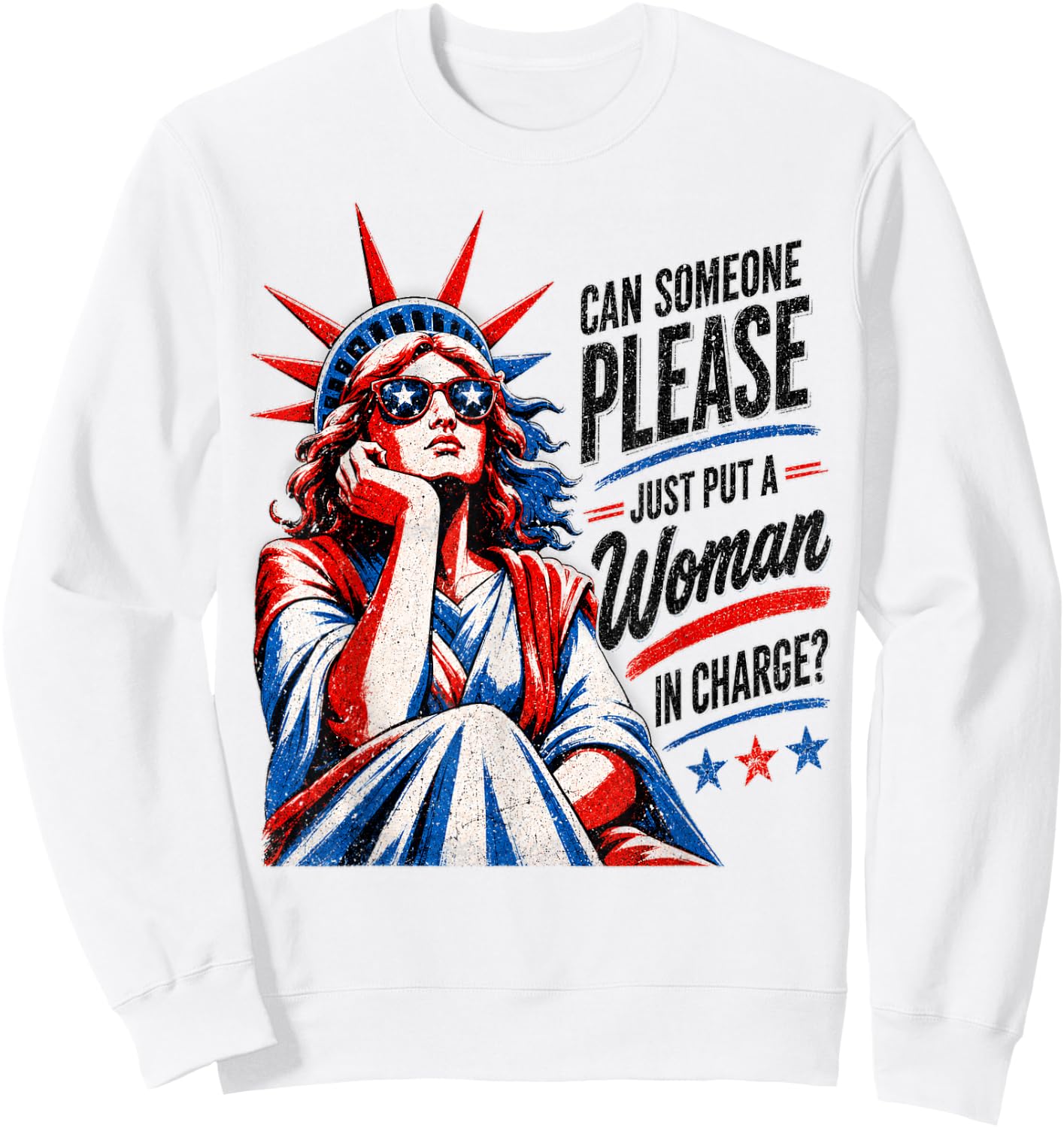 Vintage Can Someone Please Put a Woman in Charge? Women Sweatshirt - Sweatshirt | White