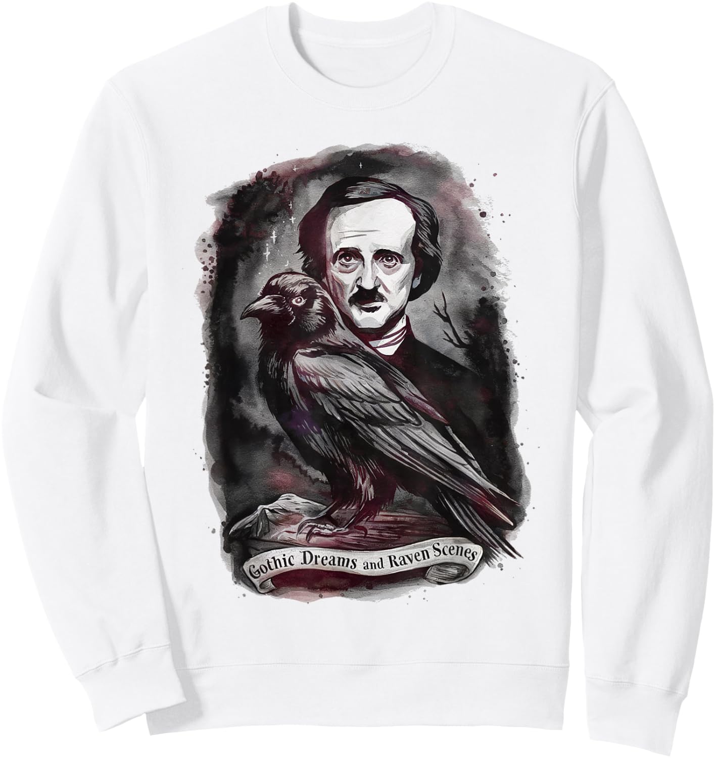 Edgar Allan Poe The Raven Nevermore Gothic Literature Poet Sweatshirt - Sweatshirt | White