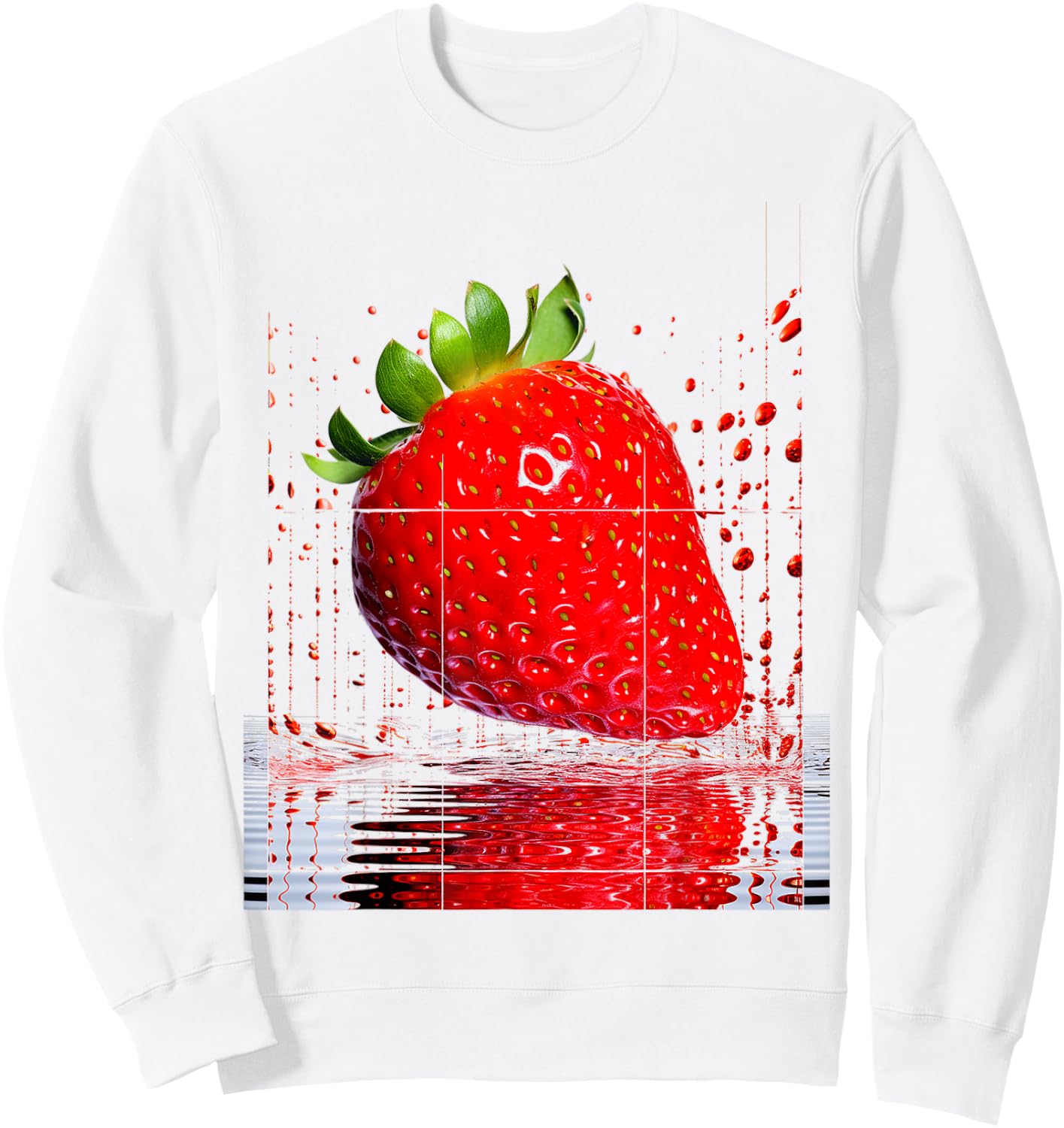 Abstract Painting Strawberry Fruit Strawberry , white, S Sweatshirt - Sweatshirt | White