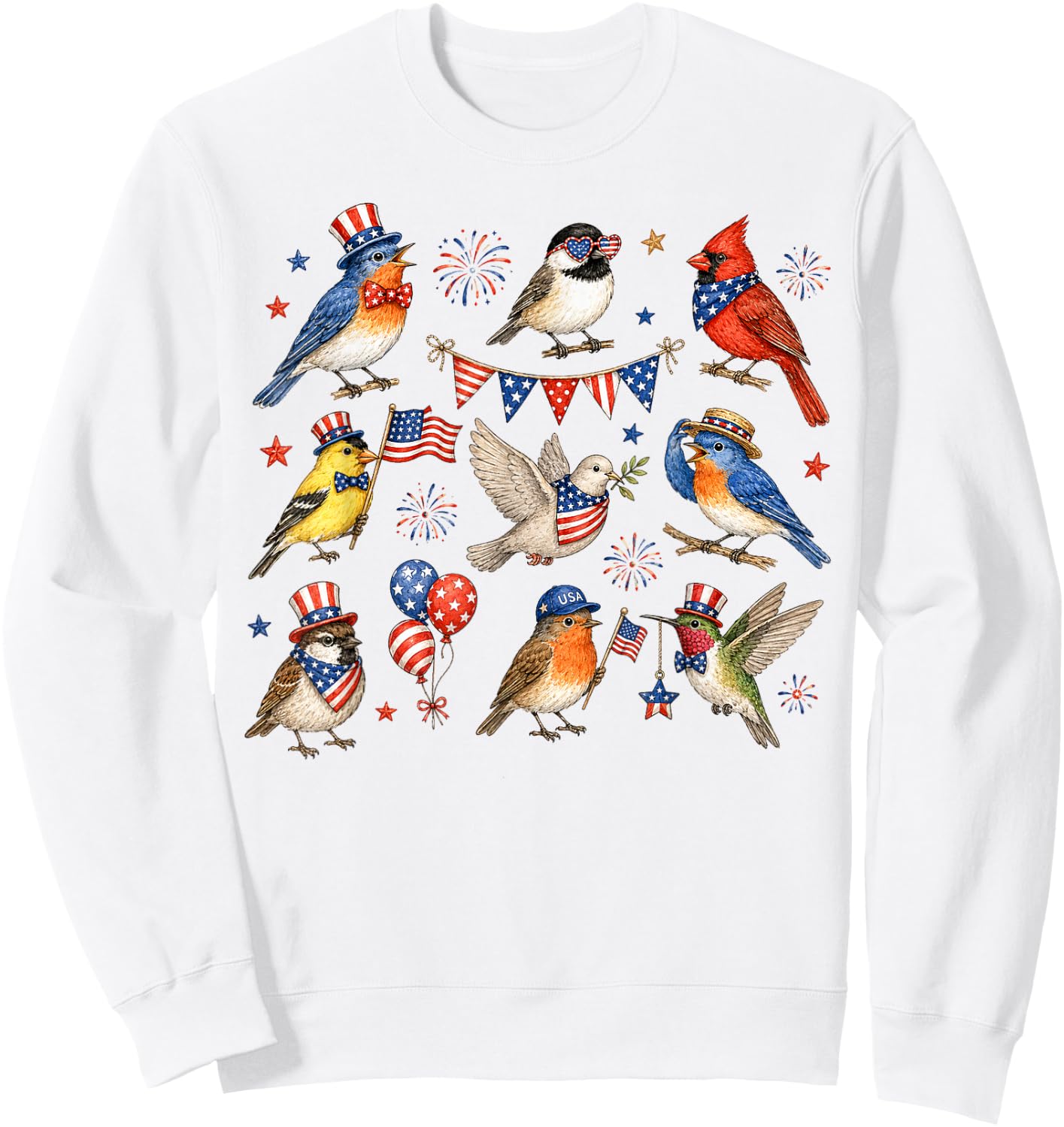 Patriotic Bird Lover Bird Watching 4th of July Independence Sweatshirt - Sweatshirt | White