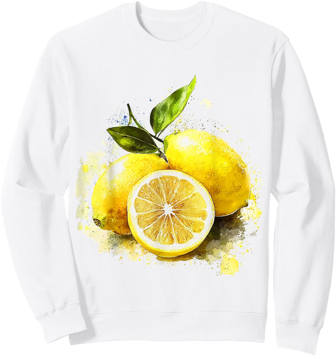 Watercolor Graphic Lemon Fruit Lemon , white, S Sweatshirt - Sweatshirt | White