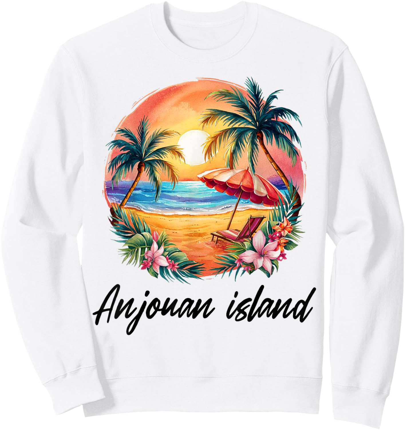 Travel island of Anjouan, Comoro Summer Tourist Holidays , white, S Sweatshirt - Sweatshirt | White