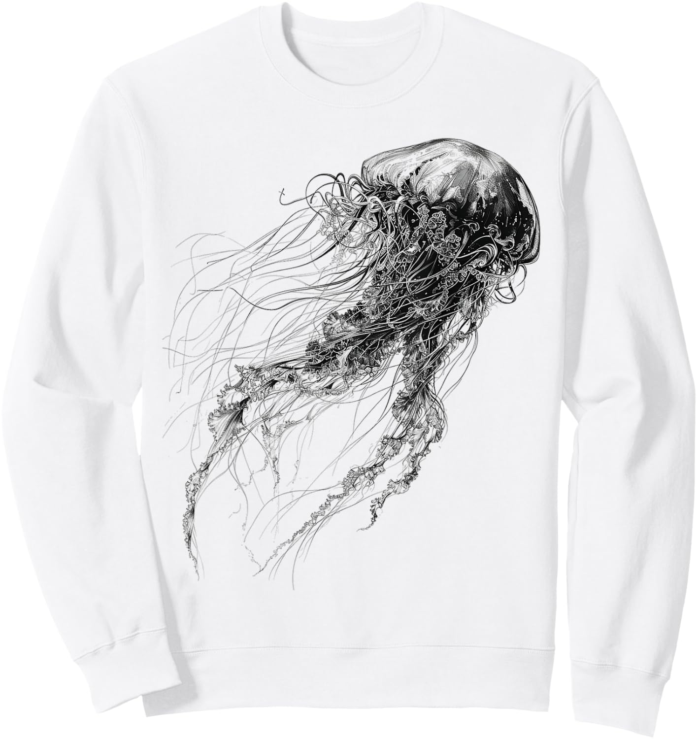 Jellyfish Animal Print Graphic Jellyfish , white, S Sweatshirt - Sweatshirt | White