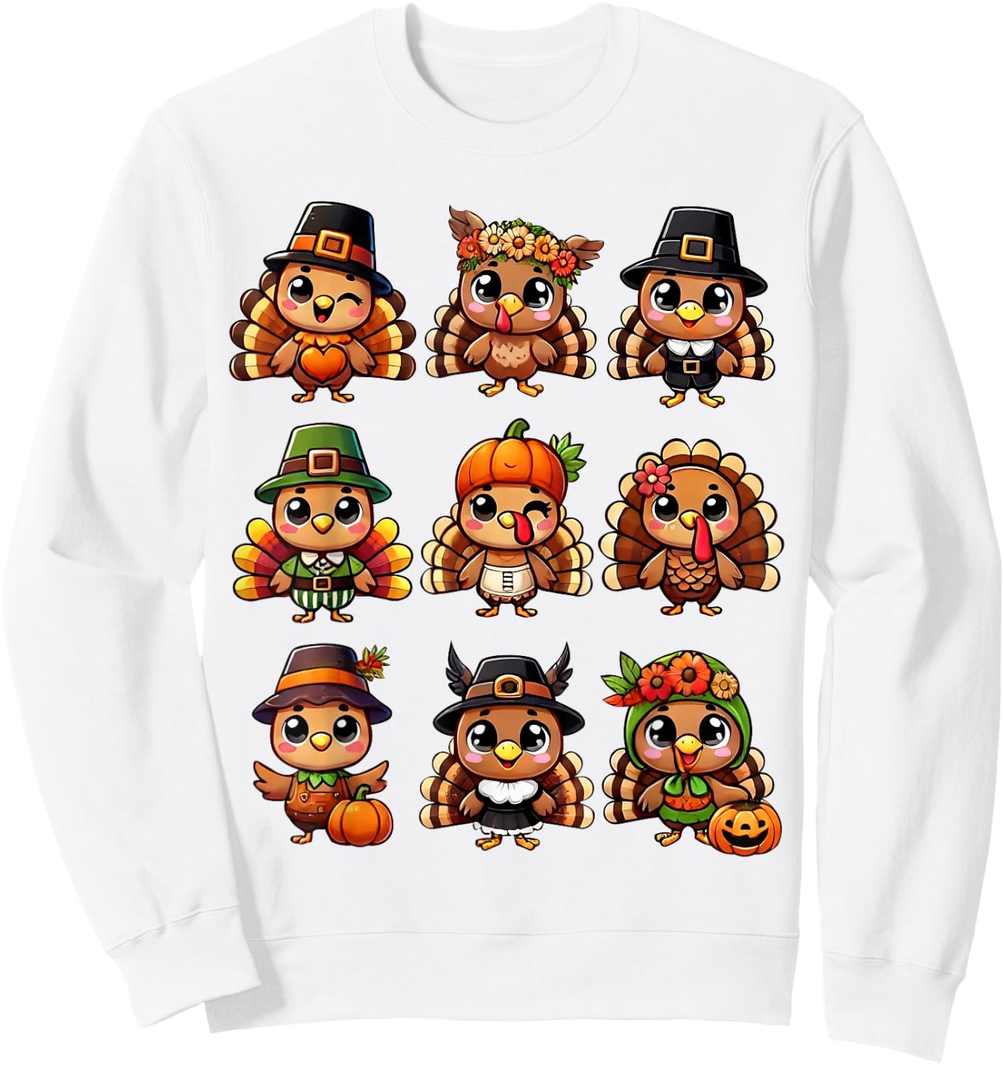 Cute Turkey Thanksgiving For Boys Girls Fall Season Turkey Sweatshirt - Sweatshirt | White
