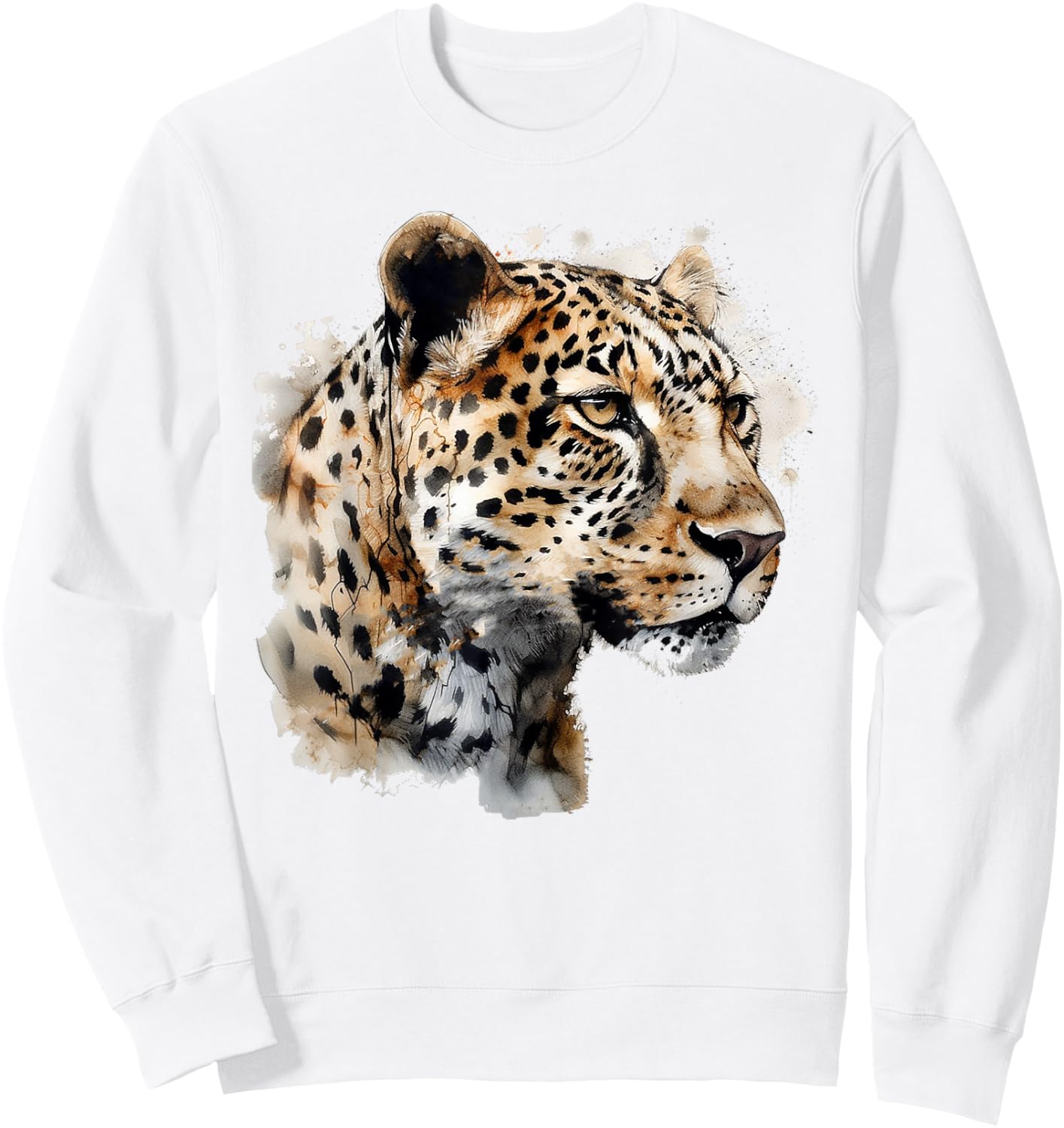 Leopard Lover Artwork | Animal Motif Leopard Sweatshirt - Sweatshirt | White