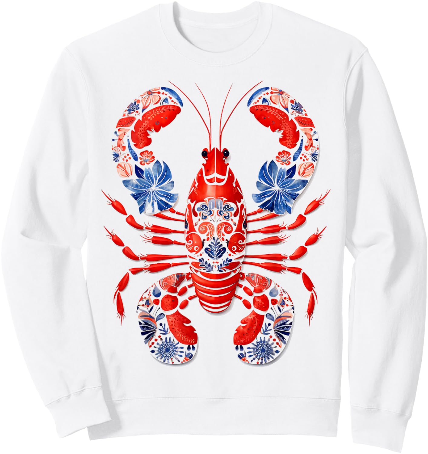 Lobster Animal Print Nature Portrait Lobster , white, S Sweatshirt - Sweatshirt | White