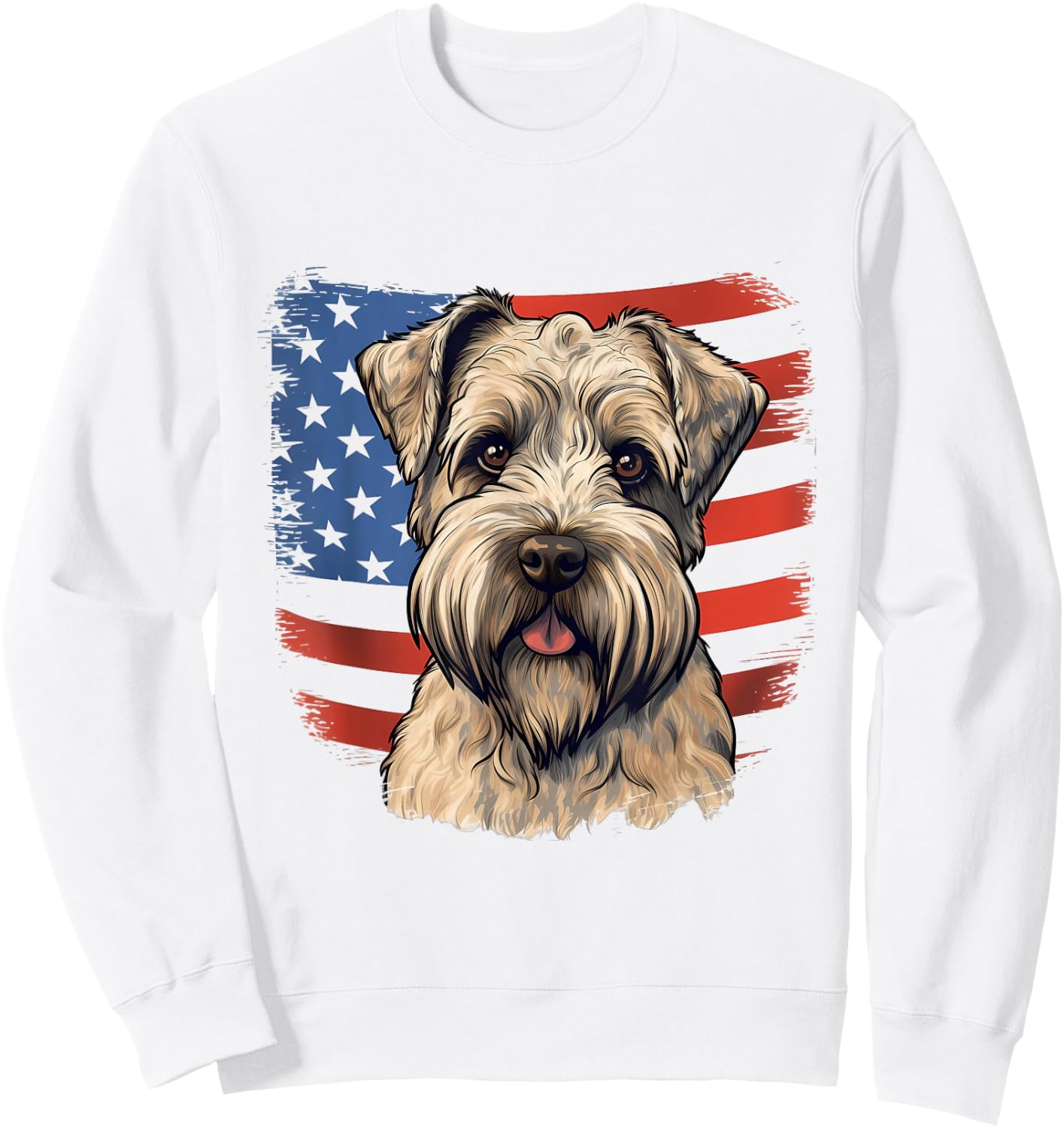 4th Of July US Flag Soft-Coated Wheaten Terrier Dog Sweatshirt - Sweatshirt | White