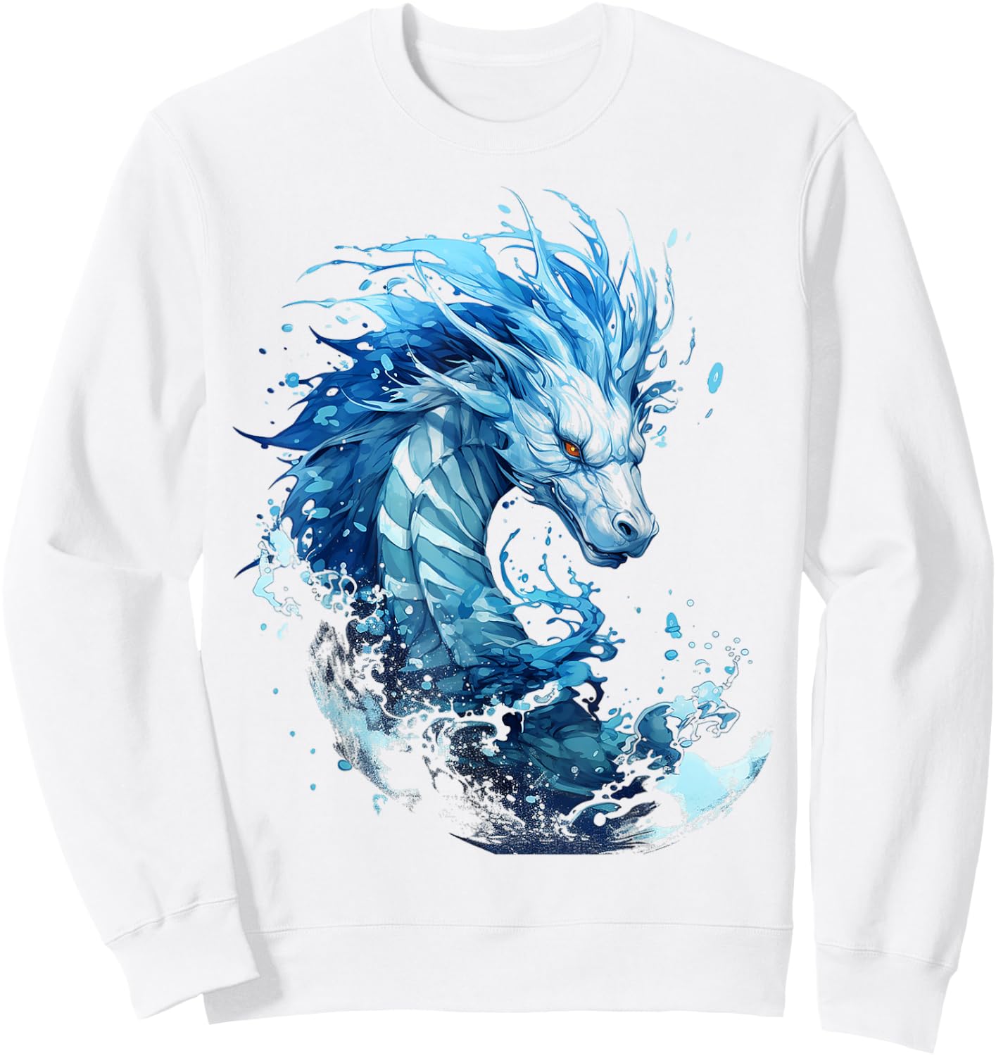 Abstract Dragon Pattern Painting Illustration Animal Dragon , white, S Sweatshirt - Sweatshirt | White