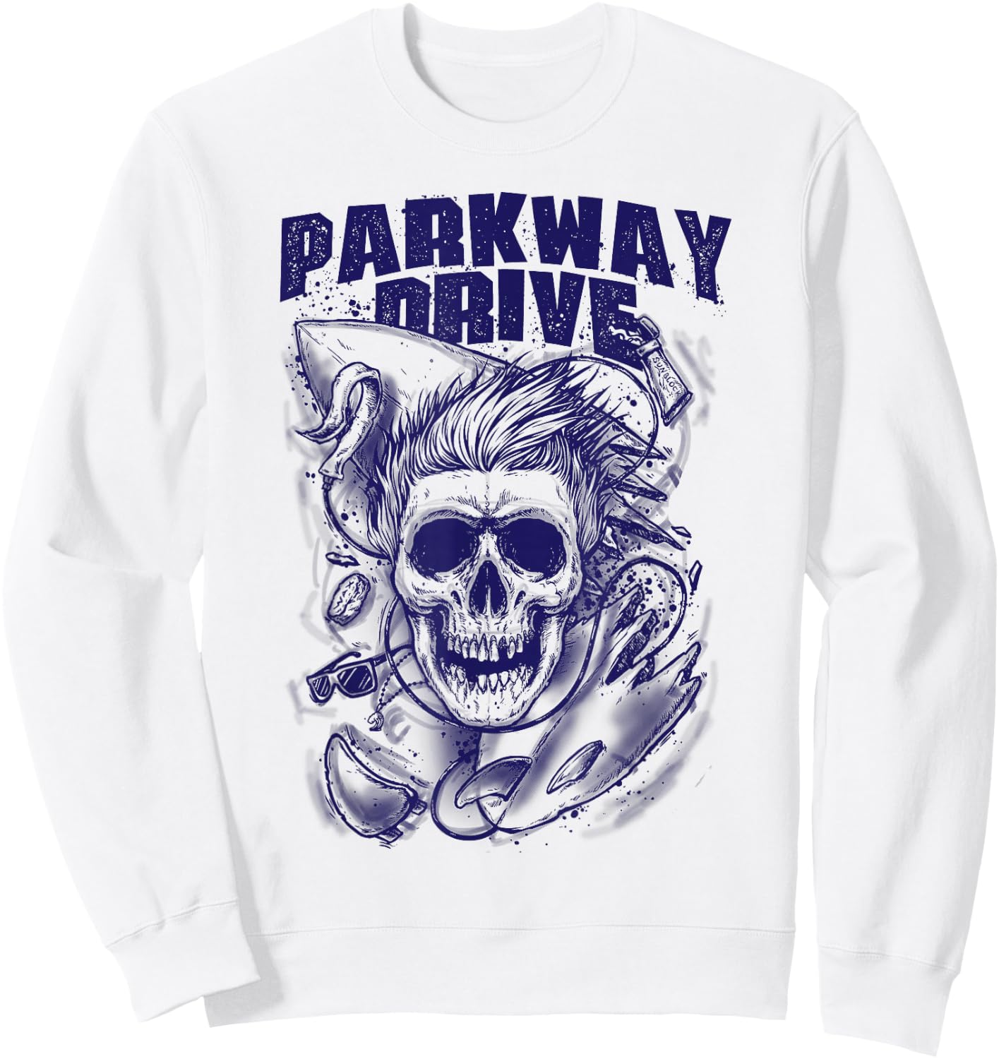 Parkway Drive - Official Merchandise - Surfer Skull - White Sweatshirt - Sweatshirt | White