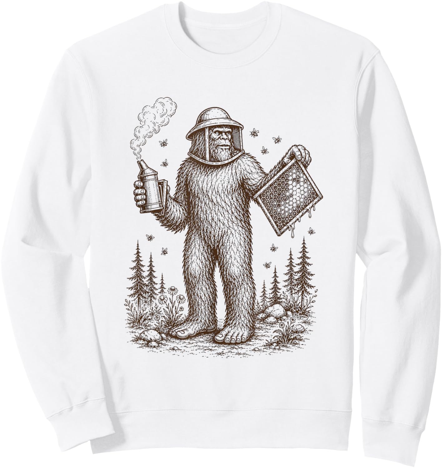 Bigfoot Beekeeper Beekeeping Sasquatch Apiarist Honey Lover Sweatshirt - Sweatshirt | White